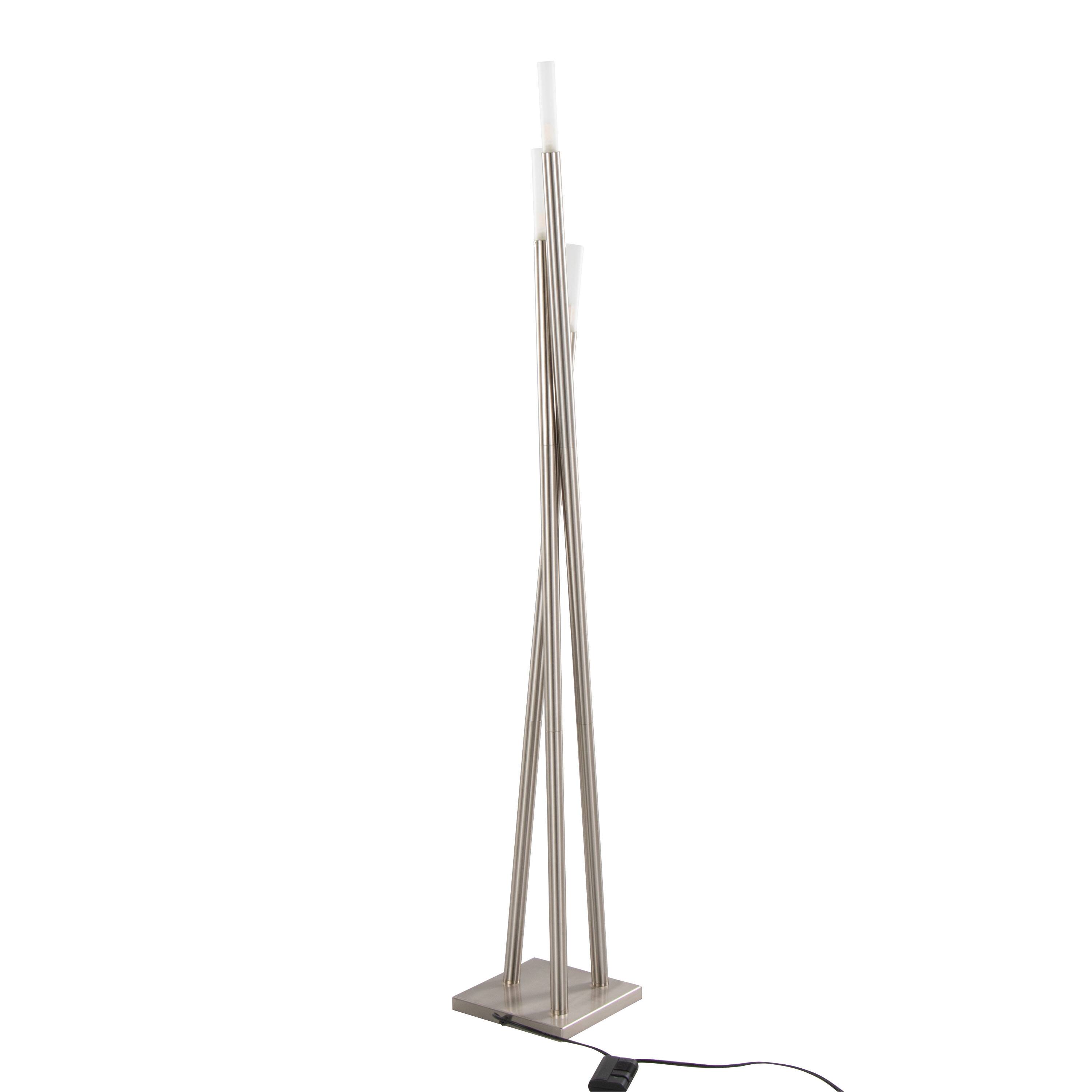 Back. Loheer - Loheer 67 Inch Icicle Contemporary Floor Lamp Brushed Nickel Modern Standing Lamp for Living Room and Bedroom - Brushed Nickel.