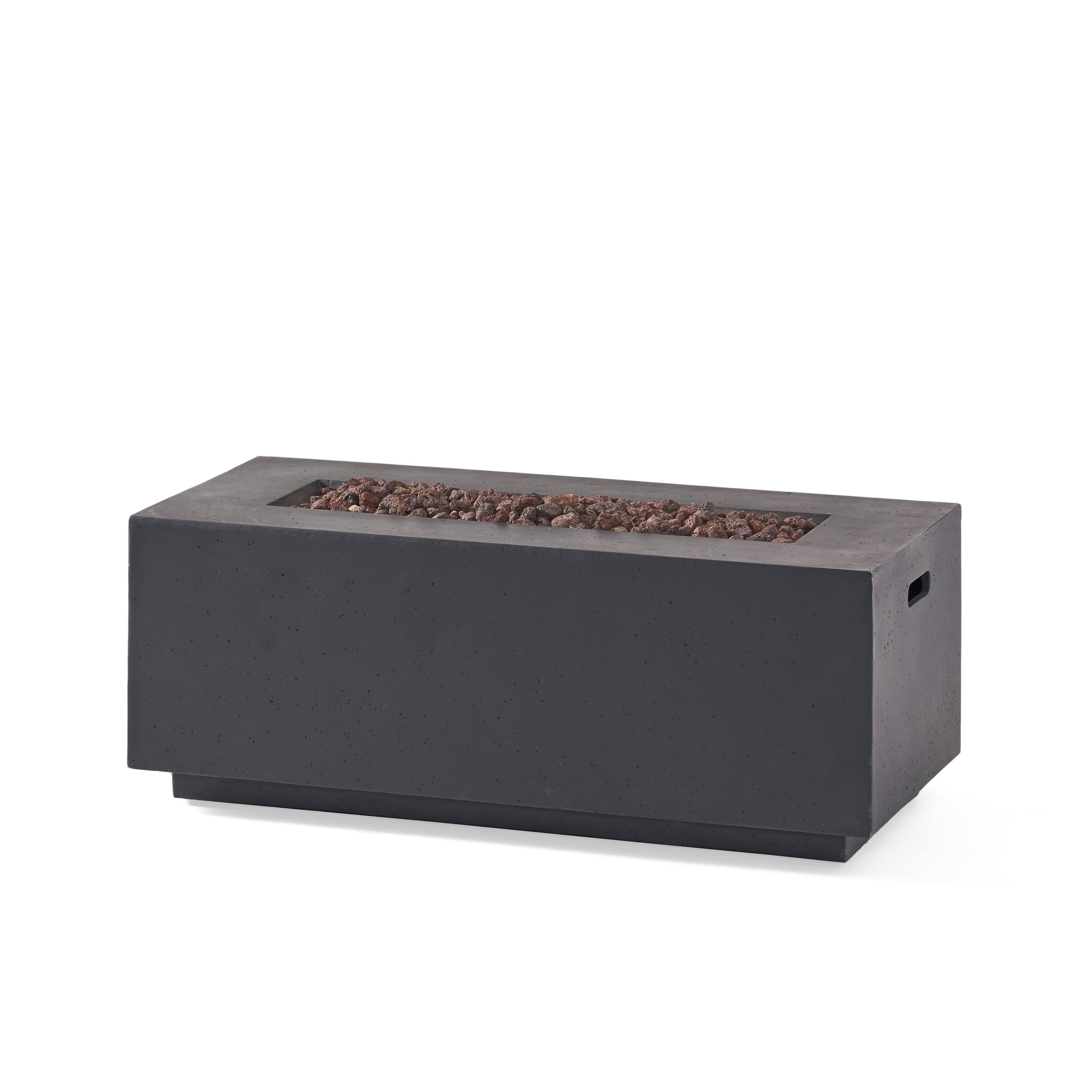 Alt View 5. APRILSOUL - 40 inch Outdoor 40000 BTU Rectangular MgO Concrete Propane Fire Pit Light Grey - DARK GREY.