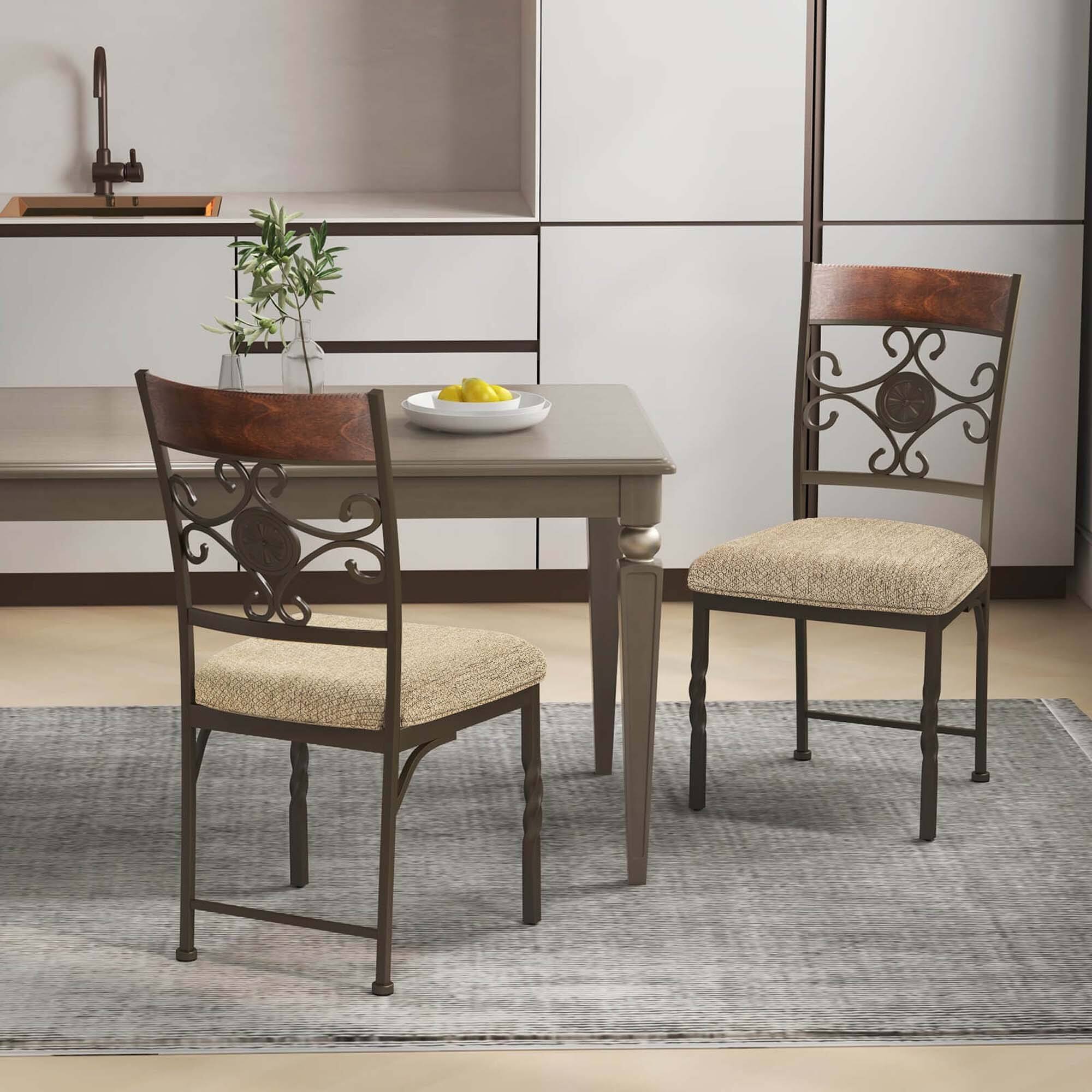 Alt View 1. Costway - Costway Set of 4 Dining Room Chairs Armless Kitchen Chairs Set with Seat Cushion - Brown.