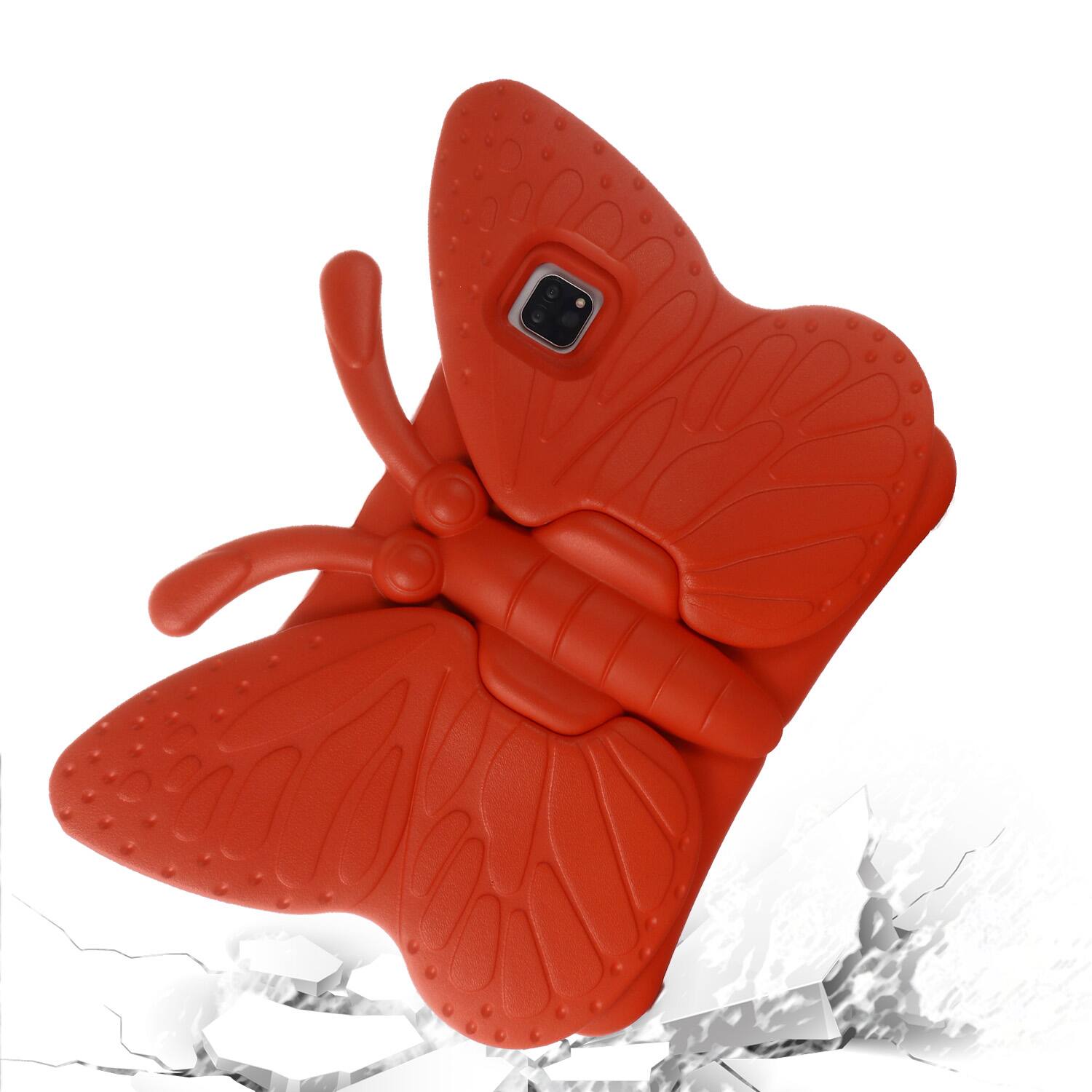 Angle. Dteck - For iPad Air 11'' (M4)2026/(M3)2025/ (M2)2024 & iPad Pro 11'' (M5) 2025/(M4) 2024 Kid Butterfly Kickstand EVA Case - Red.