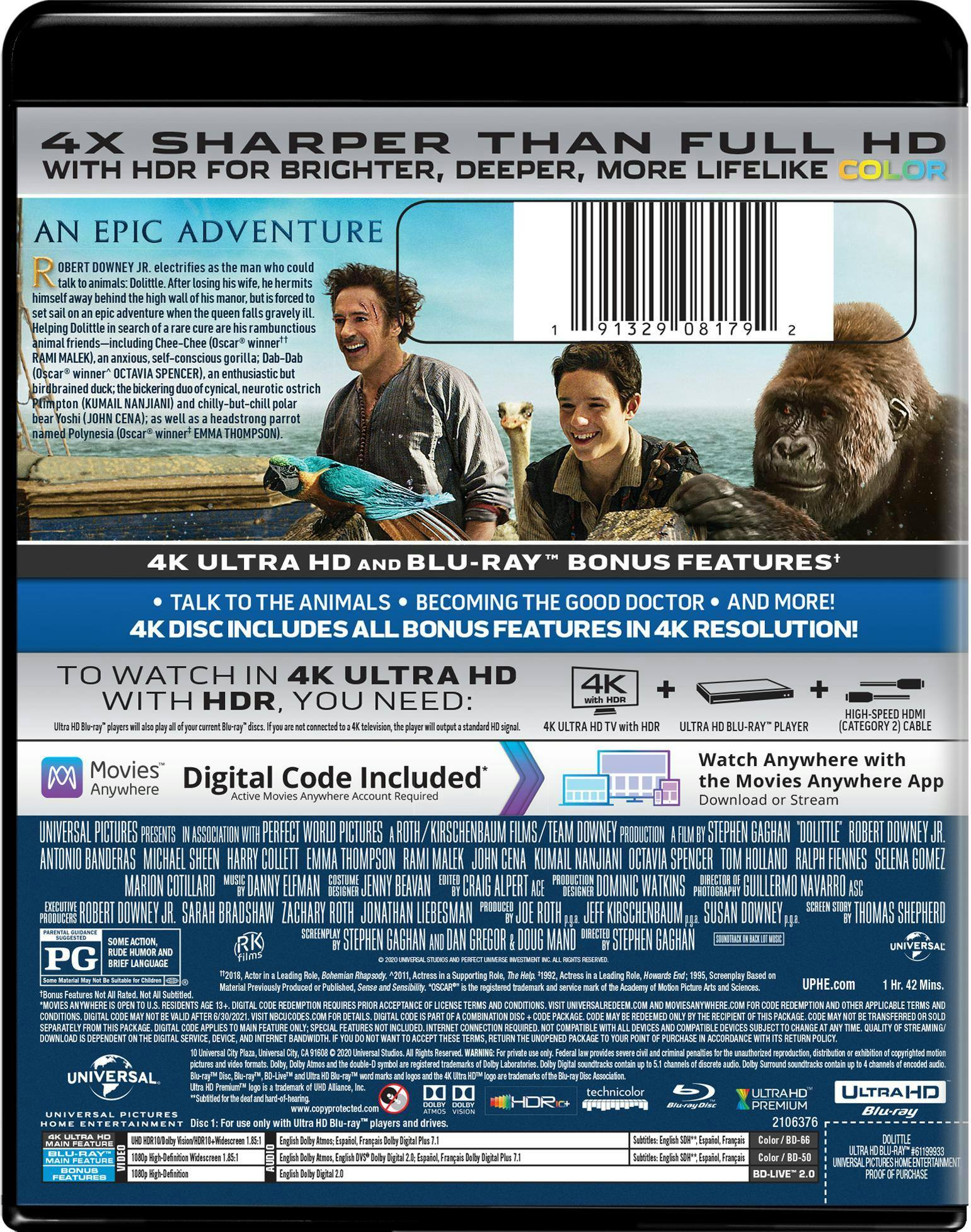 Back. Dolittle   - 4K Blu-Ray.