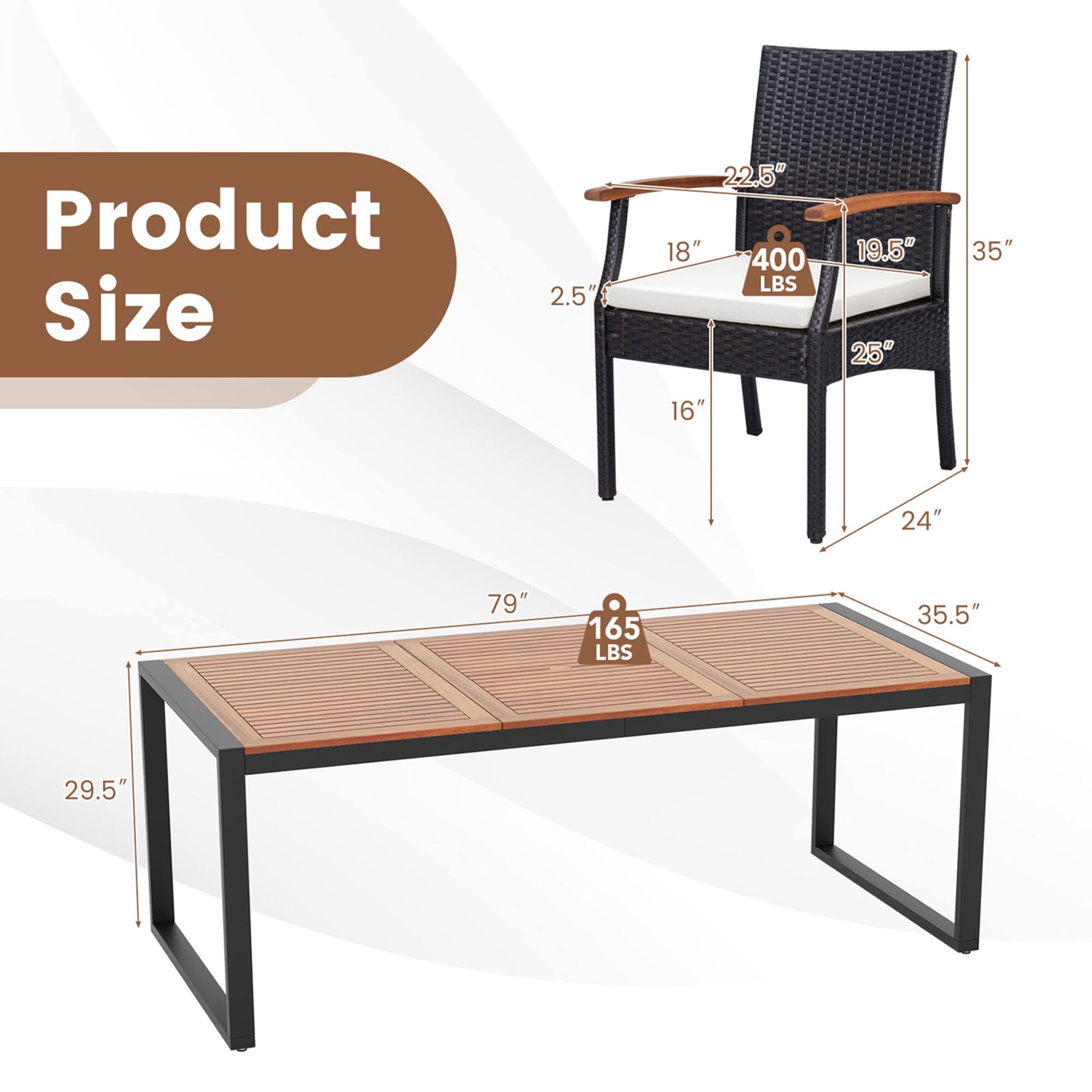 Product Size: 2.5 22.5" 18" 400 LBS 19.5" 25" 35" 16" 24" 79" 165 LBS 35.5" 29.5"