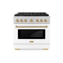 ZLINE - Autograph 36" Paramount Dual Fuel Range with Bronze Accents (SDRZ-WM-36-CB) - White
