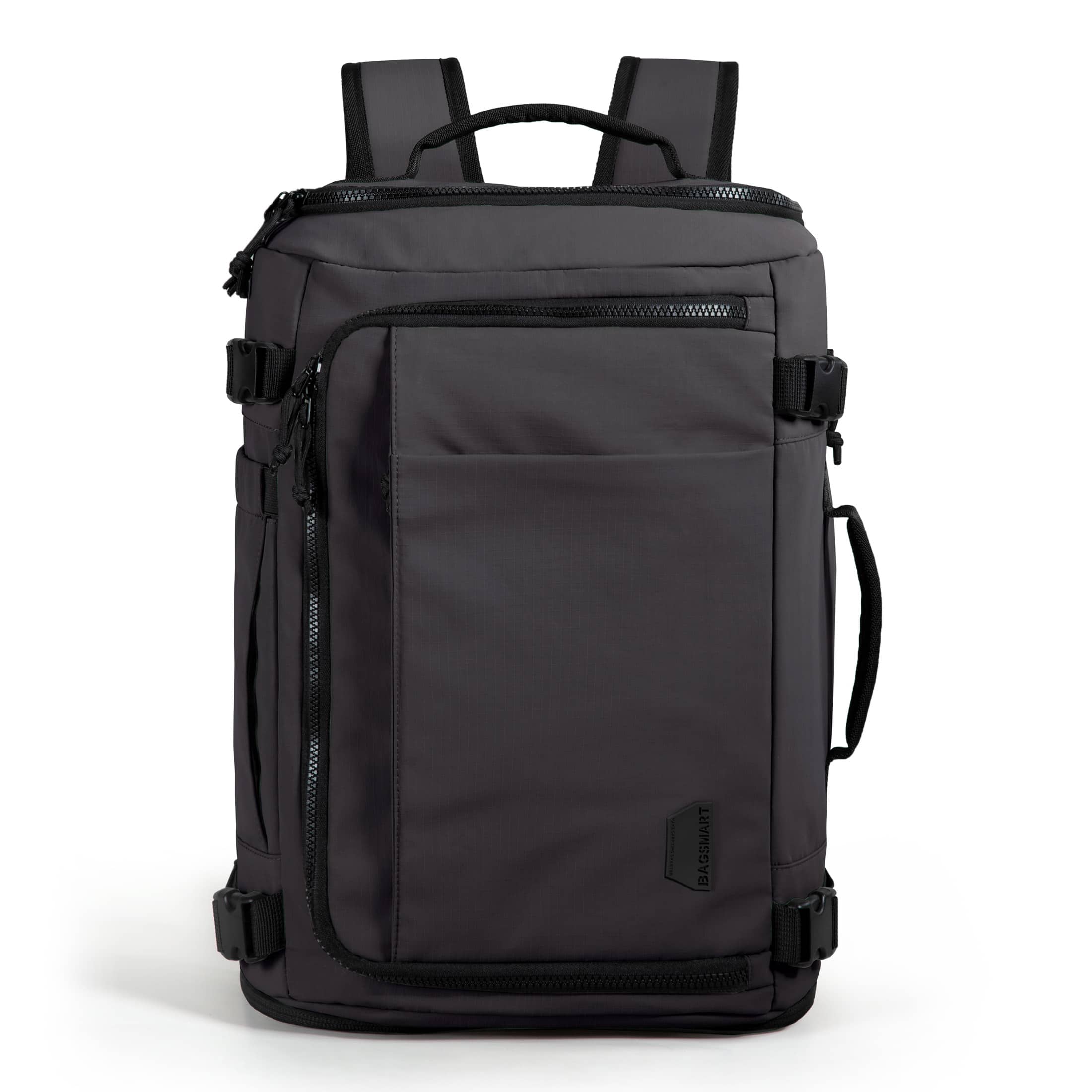 Bagsmart - Blast 38L Expandable Travel Backpack, Flight Approved Carry On Laptop Backpack with USB Port for Men Women - Black