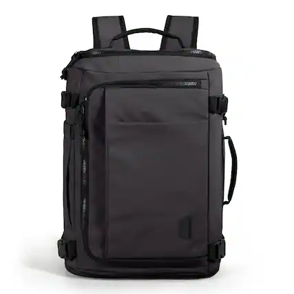 Front. Bagsmart - Blast 38L Expandable Travel Backpack, Flight Approved Carry On Laptop Backpack with USB Port for Men Women - Black.