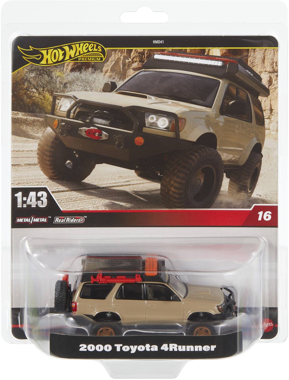 Hot Wheels Premium  
1:43  
Metal | Metal  
Real Riders  
2000 Toyota 4Runner  
HMD41  
16