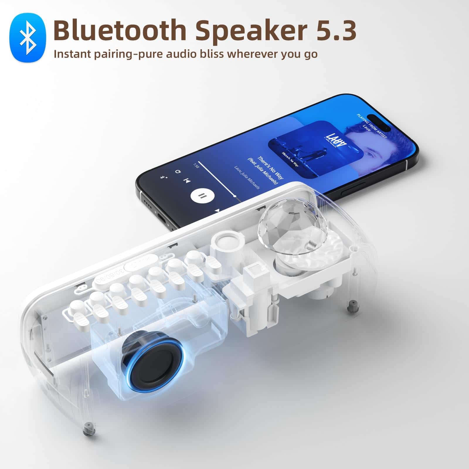 Dazzed Corner Alarm Clock, Projector Galaxy Light, Bluetooth