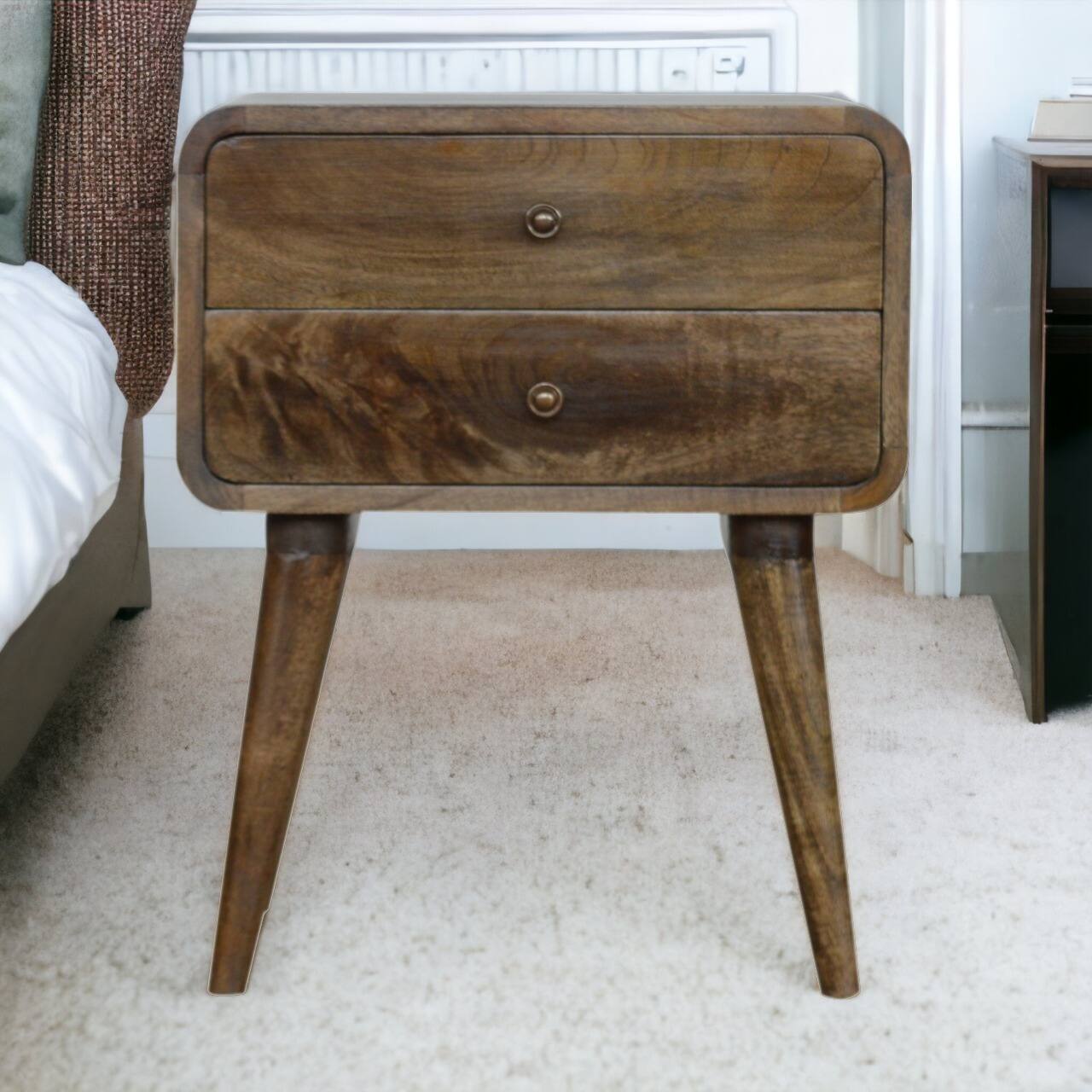 Alt View 6. Artisan Furniture - Artisan Furniture Solid Wood Curved Classic Grey Washed nightstand - Grey Washed.