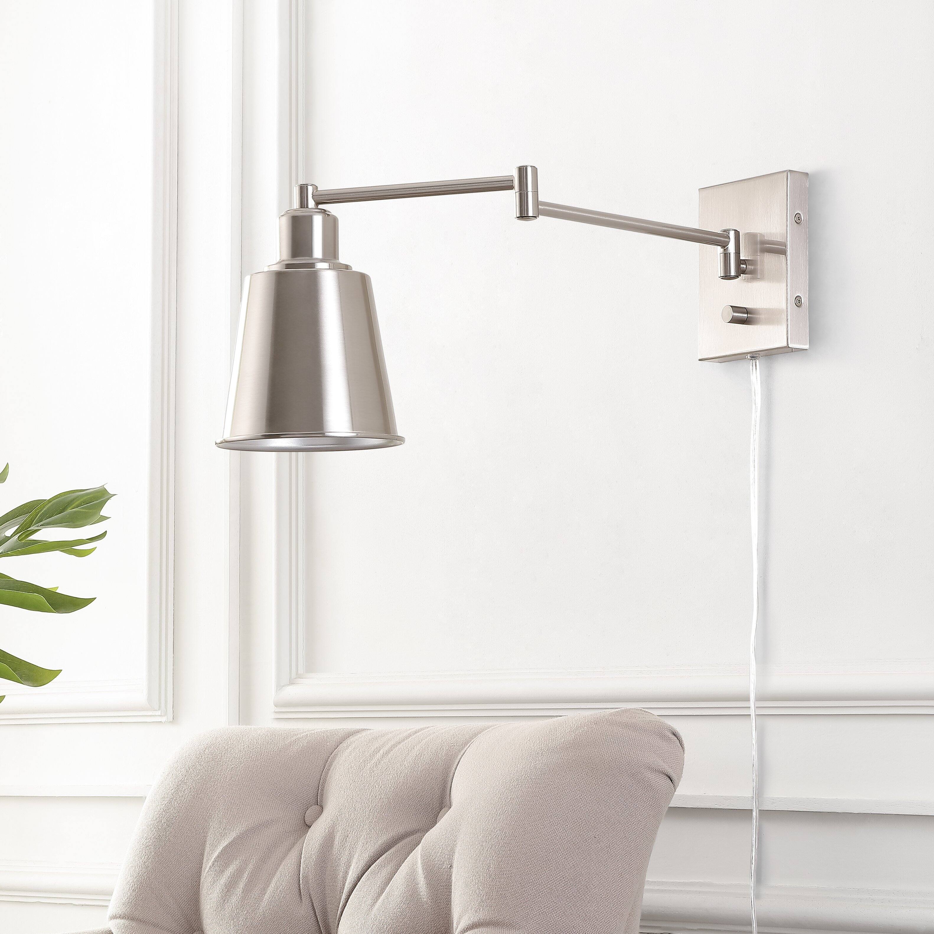 Alt View 6. Jonathan Y - Cary 5.75" Iron Contemporary Swing Arm LED Wall Sconce, Nickel - Nickel.