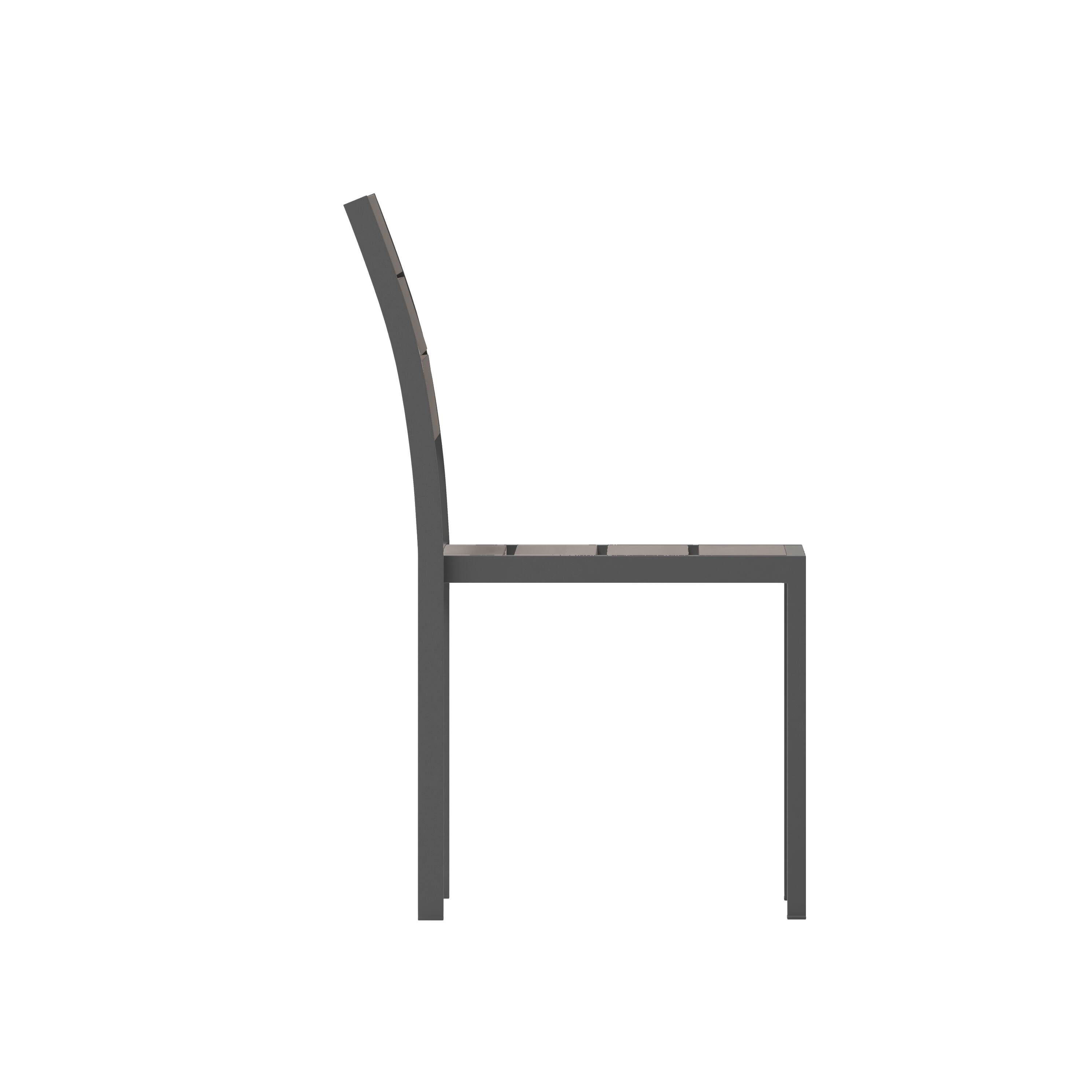 Left. Flash Furniture - Finch Commercial Grade Armless Patio Chair, Stackable Side Chair with Faux Teak Poly Slats and Metal Frame, Gray/Gray - Gray.
