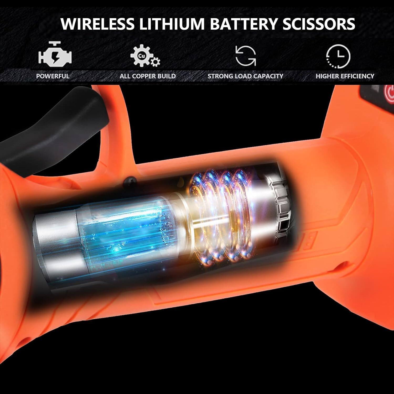 WIRELESS LITHIUM BATTERY SCISSORS

- POWERFUL
- ALL COPPER BUILD
- STRONG LOAD CAPACITY
- HIGHER EFFICIENCY