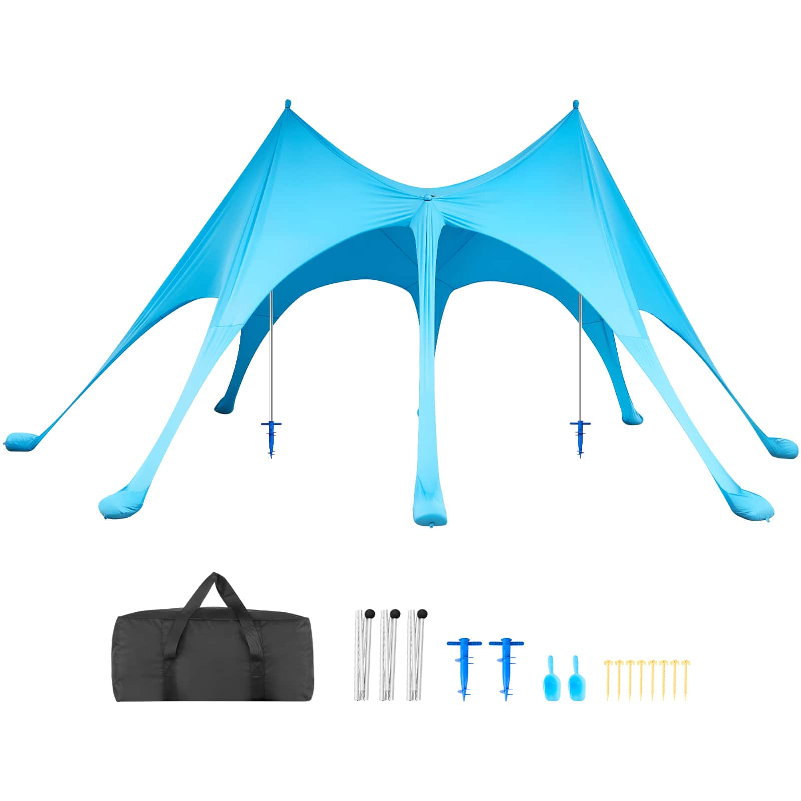 VEVOR - Beach Tent Sun Shelter, UPF50+ Sun Protection, 9.2 ft Tall, 20 x 13 ft, Easy Pop Up Beach Canopy with Sandbags - Blue