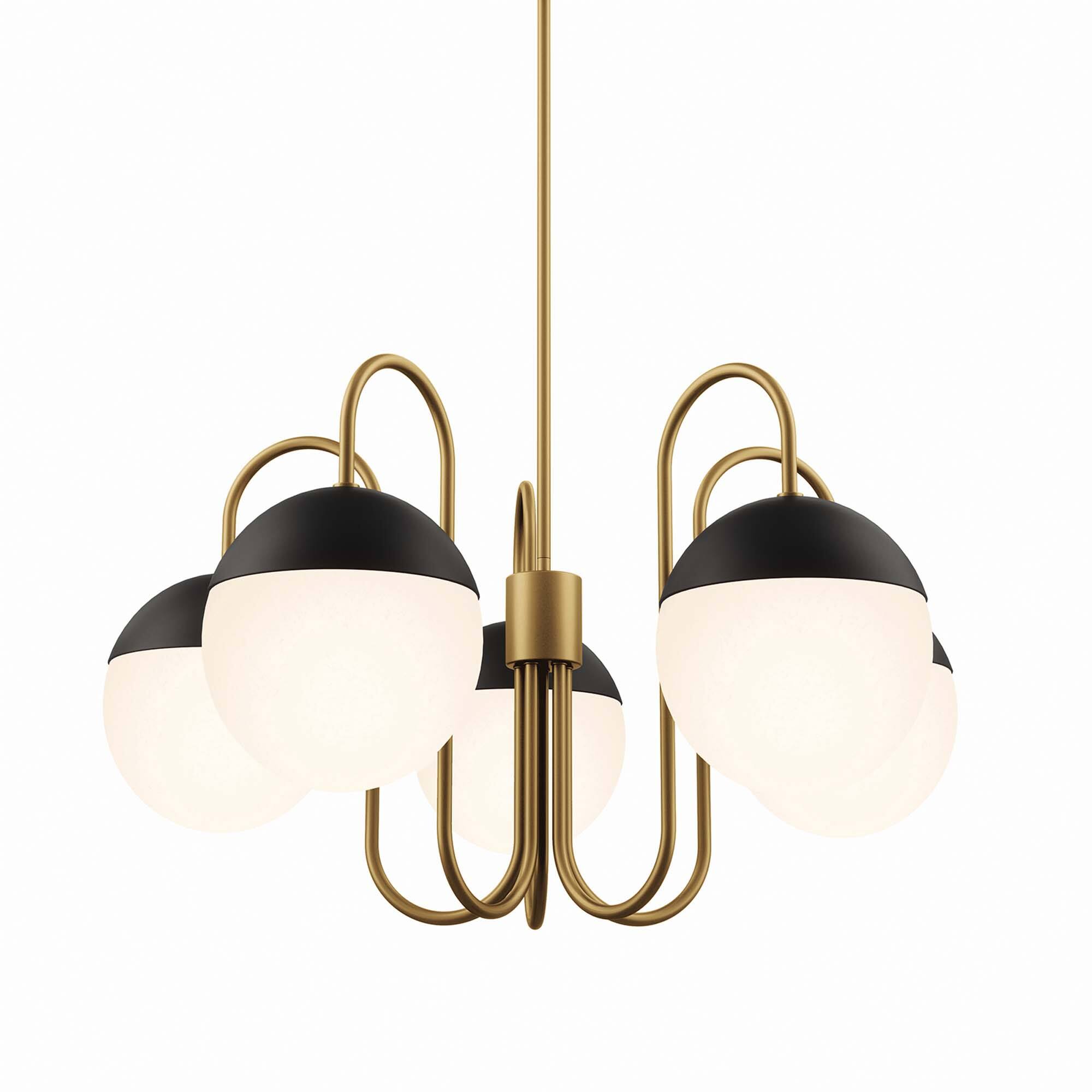Alt View 2. Modway - Stellar 5-Light Chandelier by Modway - Opal Satin Brass.