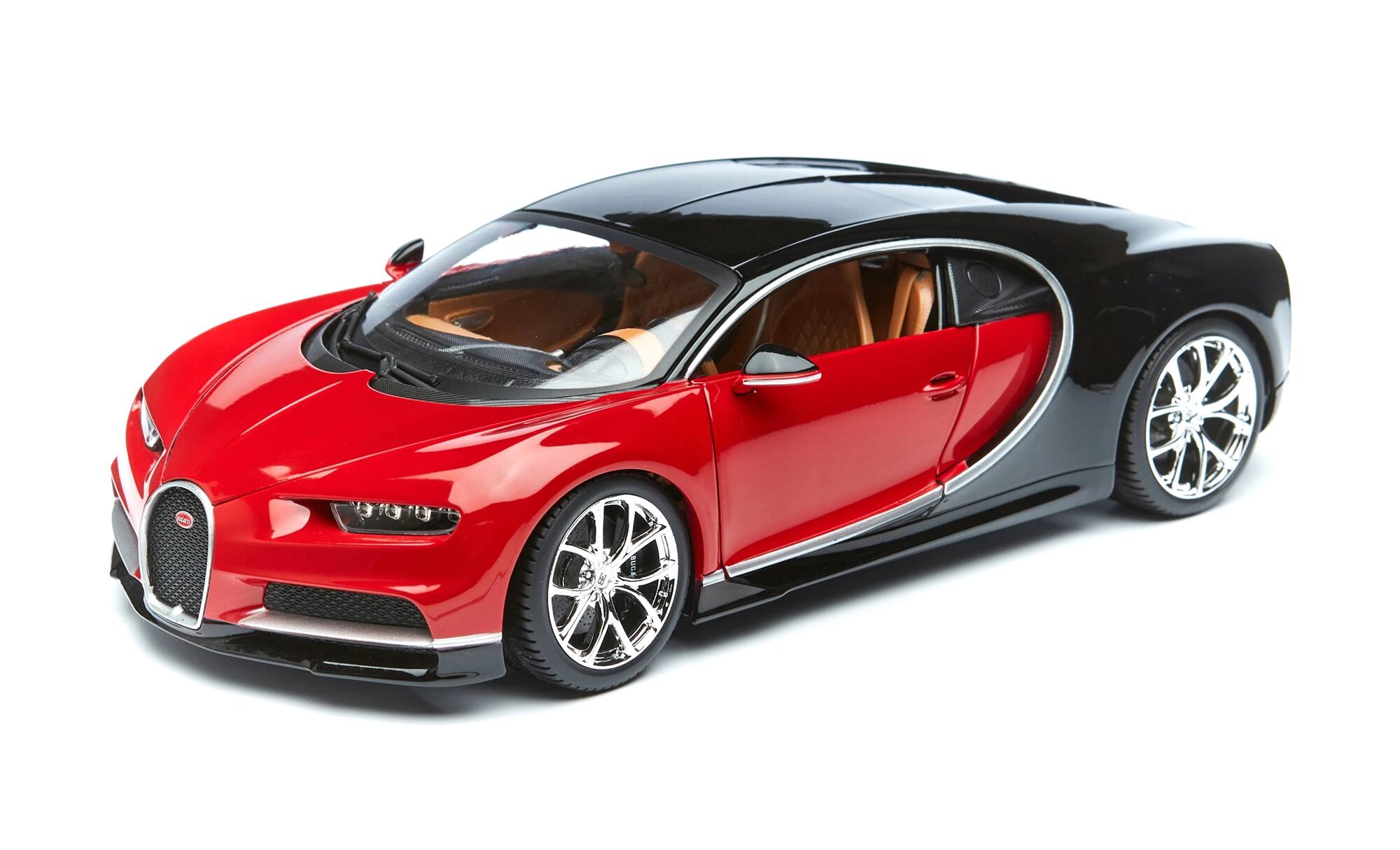 2016 Bugatti Chiron Red with Black 1/18 Diecast Model Car by Bburago