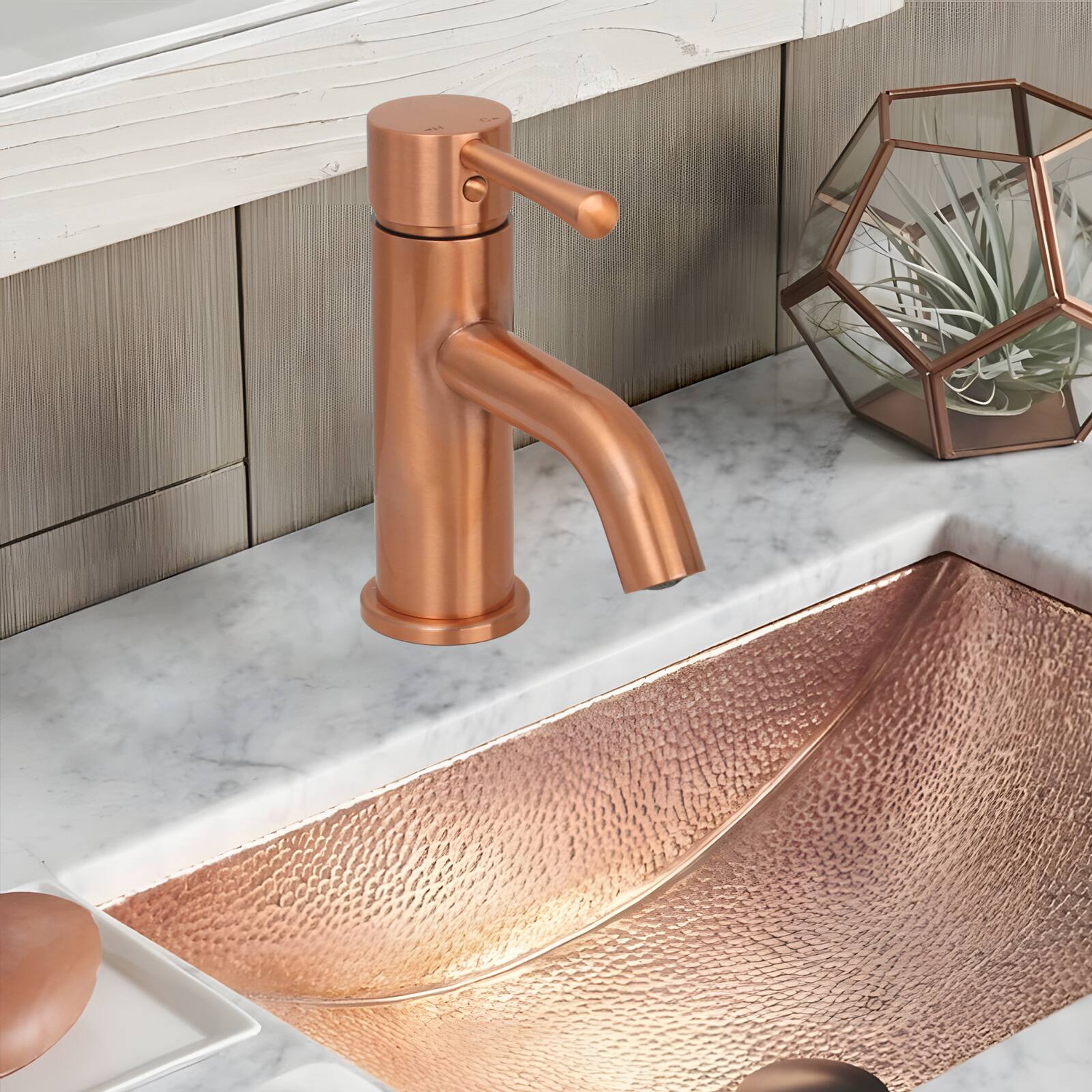 Alt View 3. Akicon - Akicon Solid Brass Single Handle Bathroom Vessel Faucet Basin Mixer Tap in Copper - Copper.
