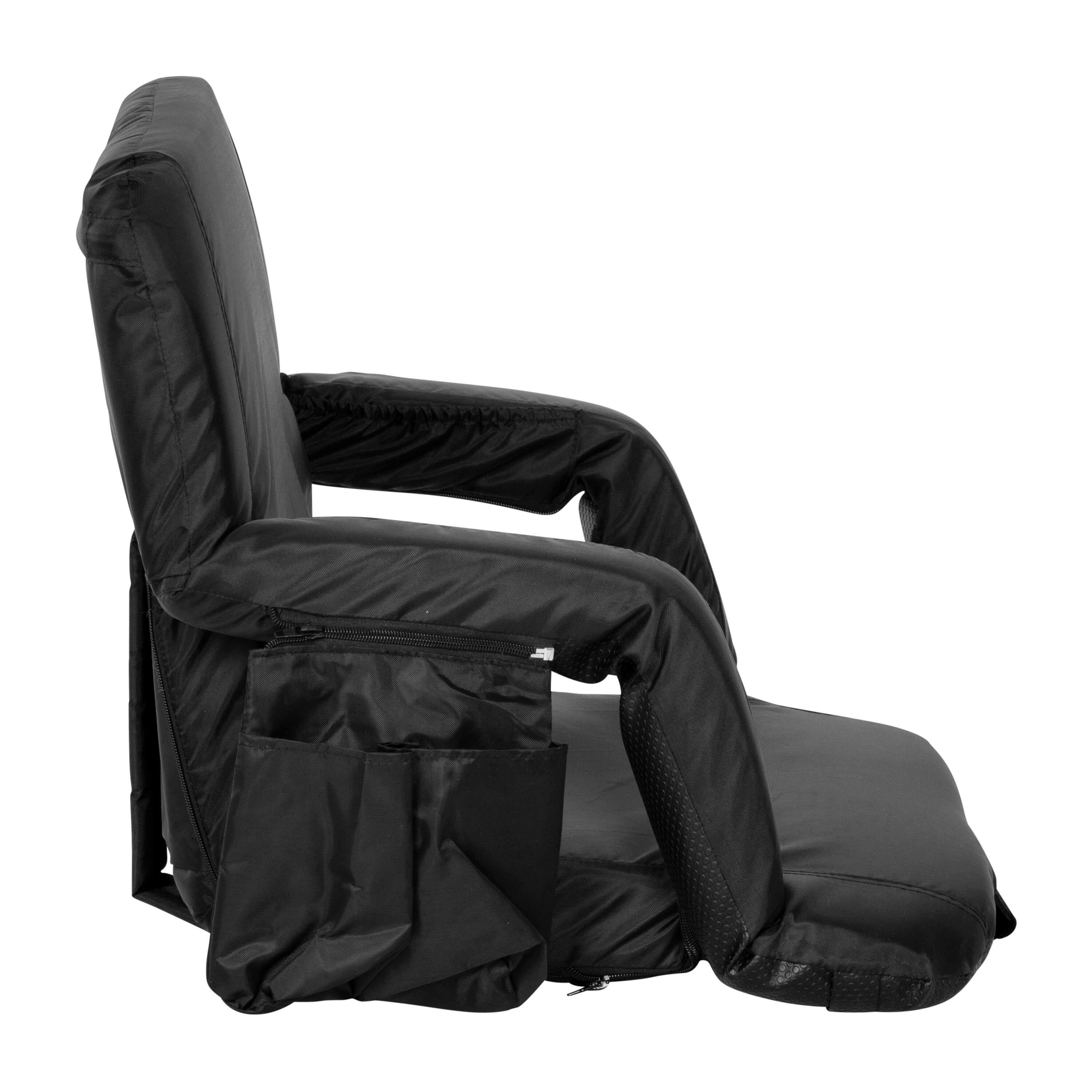 Alt View 8. Emma + Oliver - 5 Position Recline Extra Wide Padded Stadium Chair with Armrests - Black.