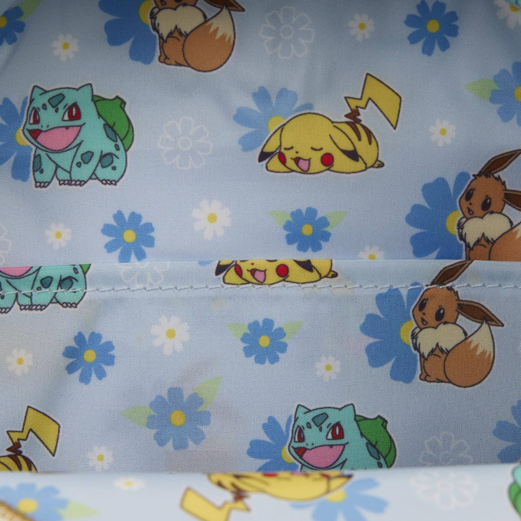 Alt View 3. Pokémon - Loungefly Pokémon Beige and Blue Mini Backpack with Flowers - Multicolored.
