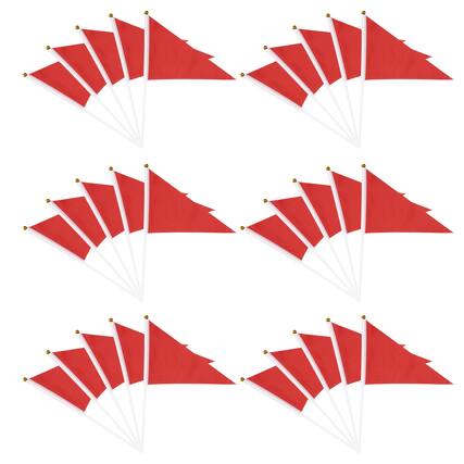 Front. Unique Bargains - Handheld Triangle Flag, 30pcs Blank Small Pennant Flags on Sticks for DIY/Cheer/Party Events - Red.