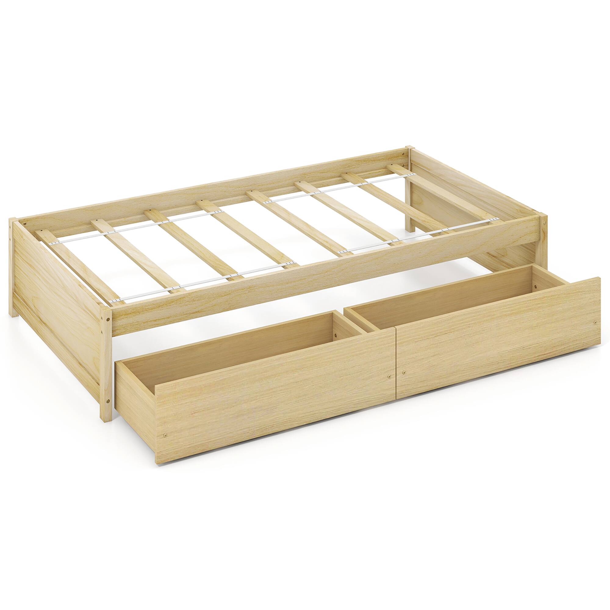 Alt View 9. Gymax - Gymax Twin Size Captain Bed w/ 2 Drawers Slats Support Twin Daybed Heavy Duty Wood Natural - Natural.