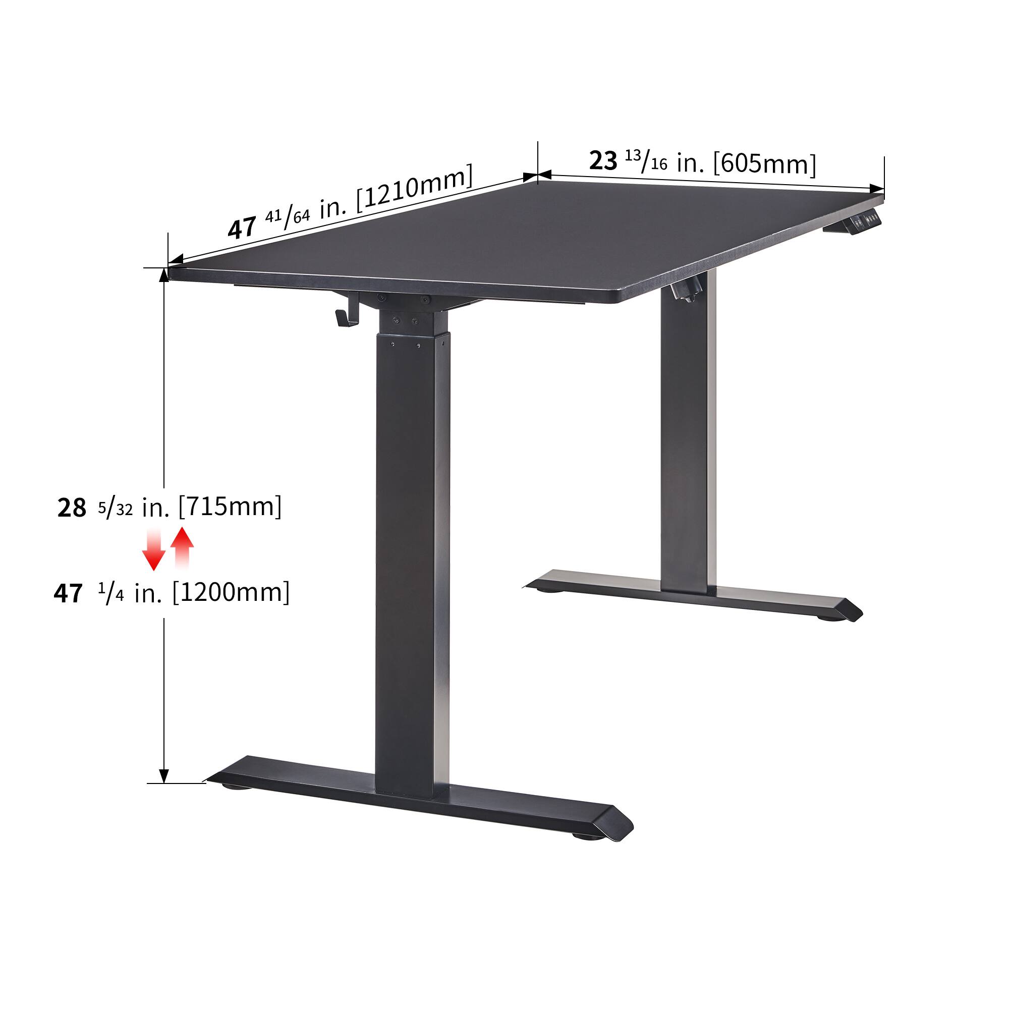 - 47 41/64 in. [1210mm]
- 23 13/16 in. [605mm]
- 28 5/32 in. [715mm]
- 47 1/4 in. [1200mm]