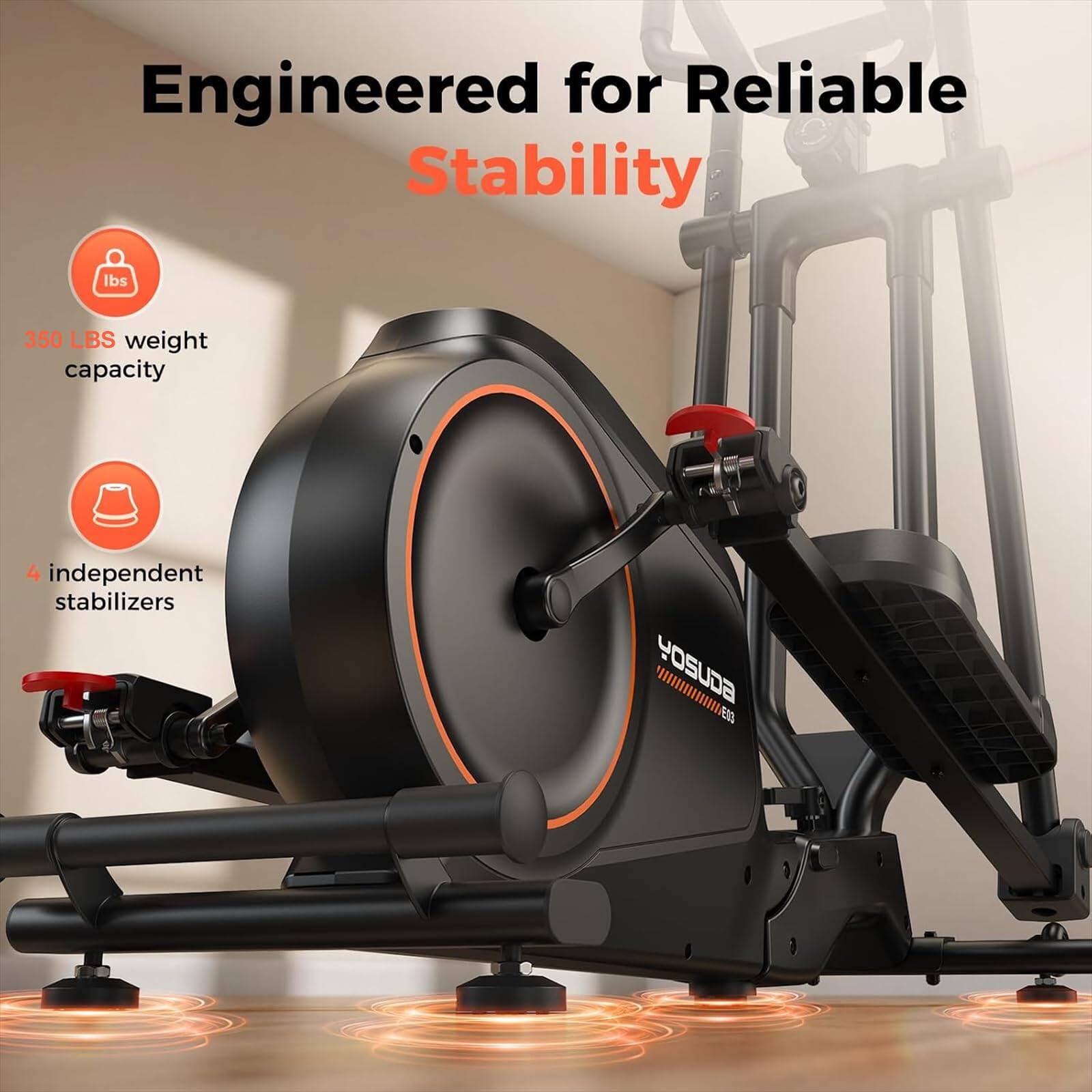 Engineered for Reliable Stability

- 350 LBS weight capacity
- 4 independent stabilizers
- eonso ECO