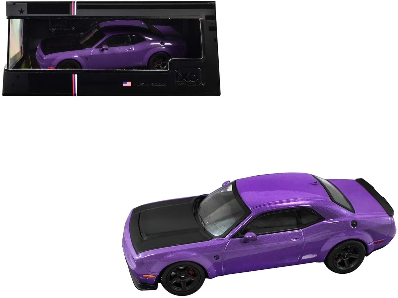 2018 Dodge Challenger SRT Demon Plum Crazy Metallic with Matt Black Hood 1/43 Diecast Model Car by IXO Models price history on PriceWatchPro