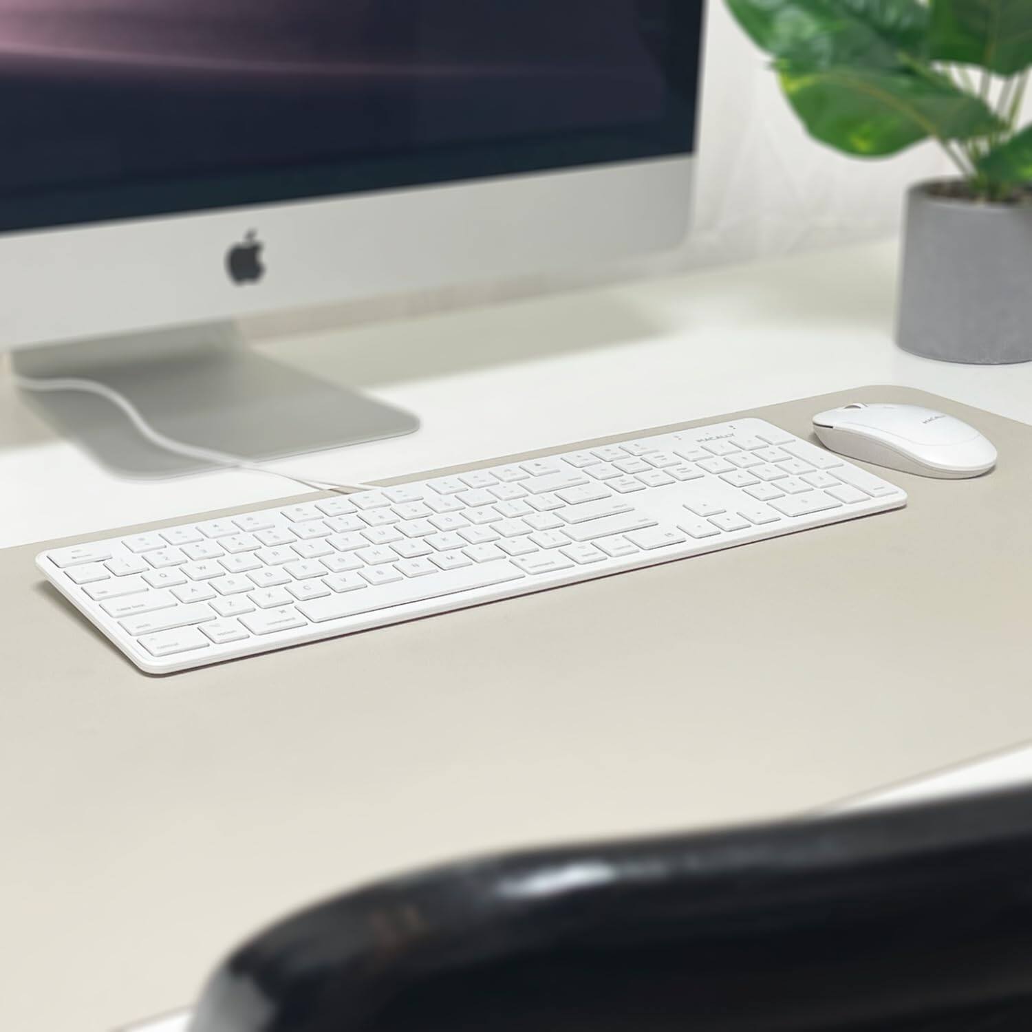 Alt View 6. Macally - Macally Slim USB Wired Keyboard for Mac - Full Size Apple Key board - Scissor Keycaps - White - White.