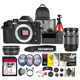 Olympus - OM-D E-M10 Mark IV Mirrorless Digital Camera with 14-42mm and 40-150 mm Lens + 3PC MC PRO FILTER KIT UV/CPL/F 3