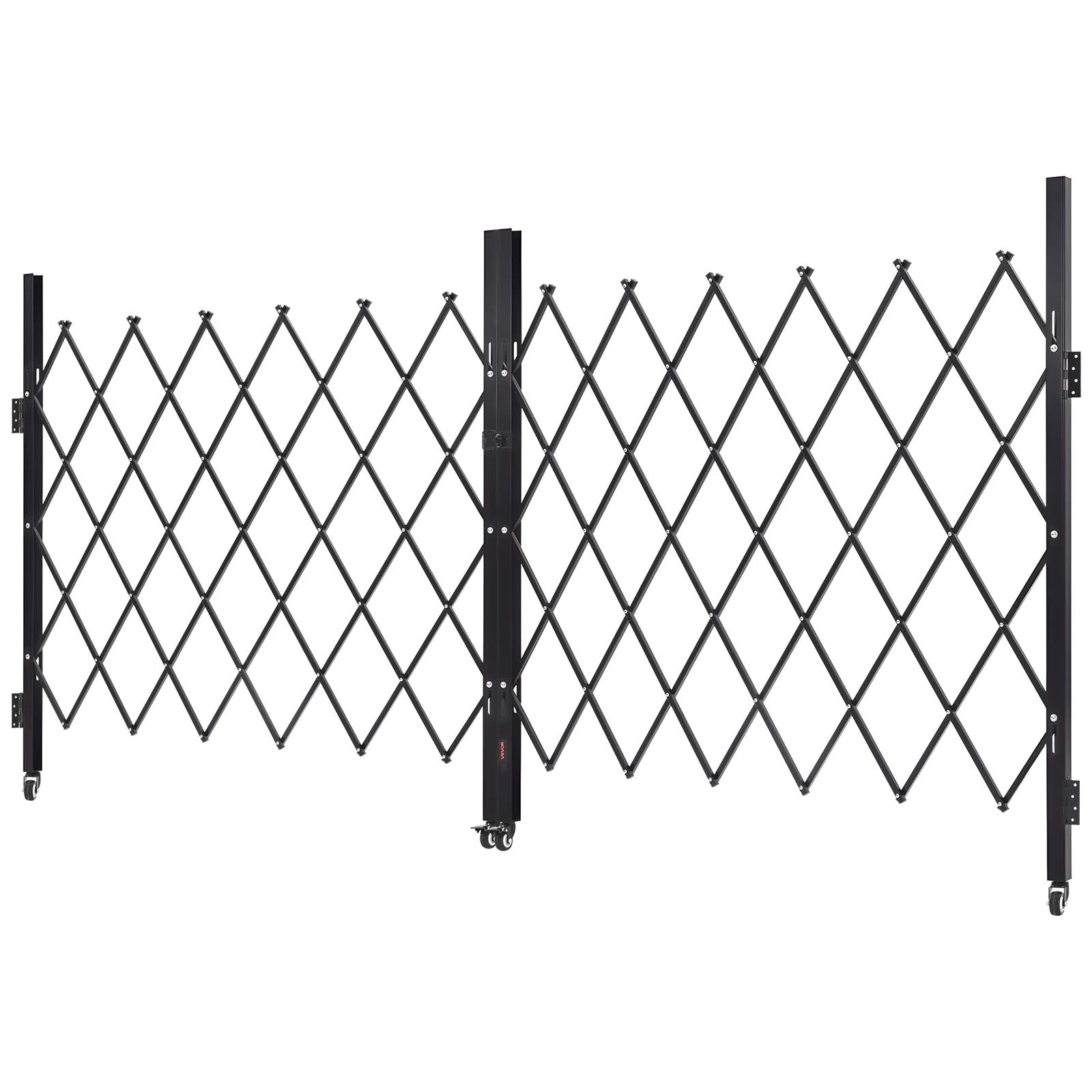 Alt View 5. VEVOR - Double Folding Security Gate, Lockable Scissor Gate with 360° Swivel Casters, Outdoor Barricade Steel Retractable Gates - Black.