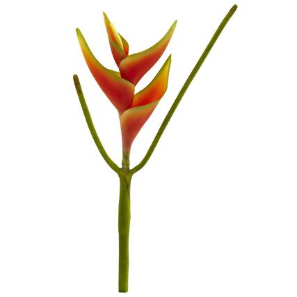 Front. BreeBe - 14'' Mini Heliconia Artificial Flower (Set of 6) - Orange.