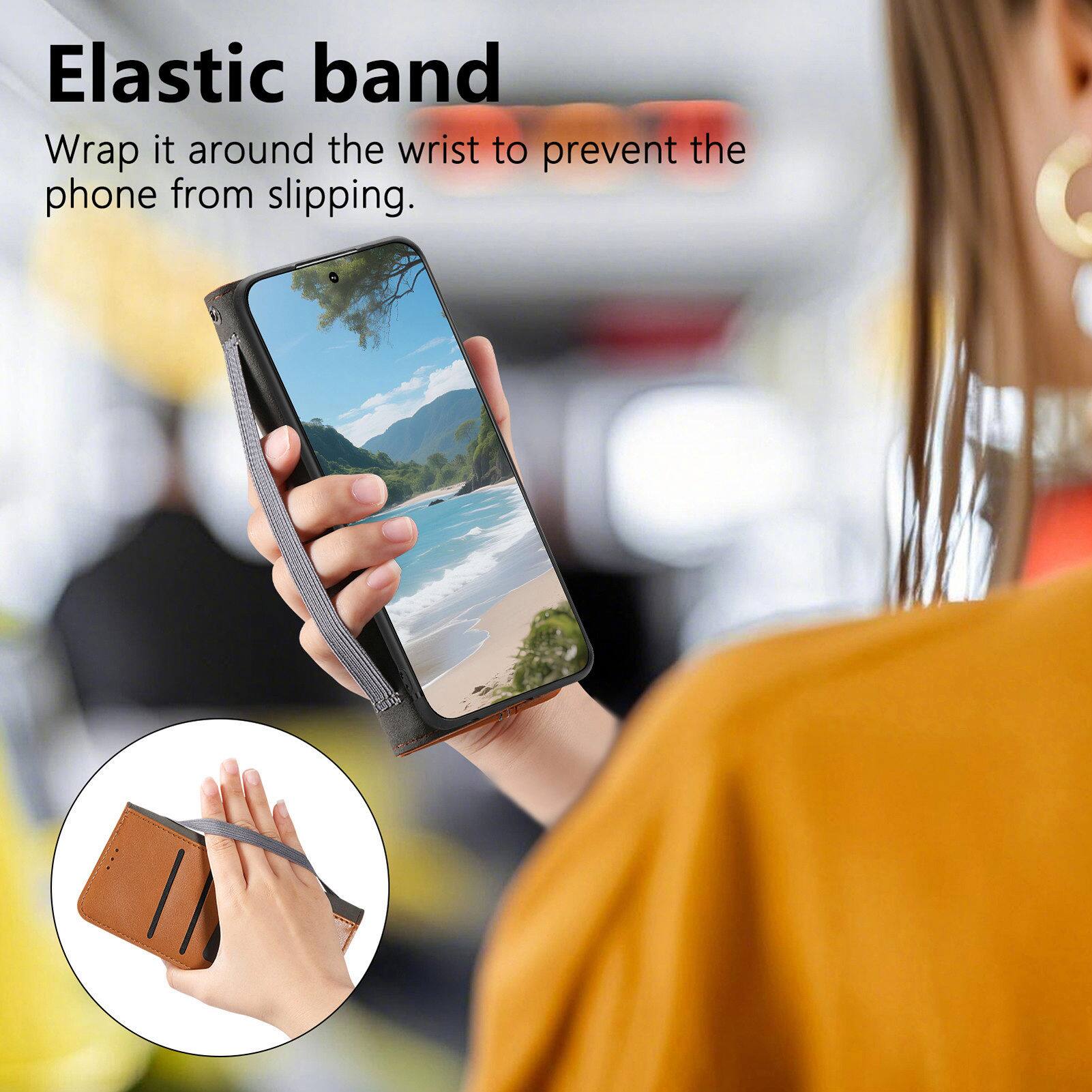 Elastic band  
Wrap it around the wrist to prevent the phone from slipping.