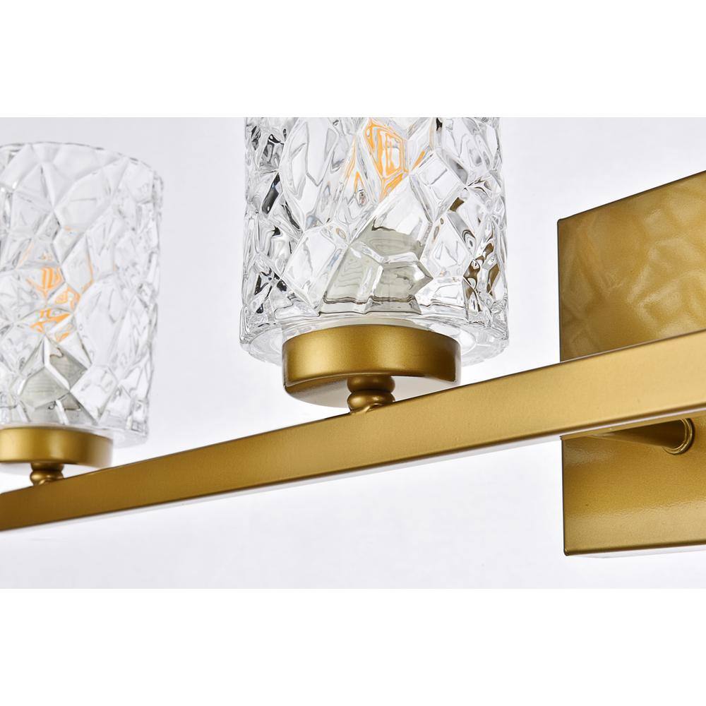 Angle. Living District - Cassie 4 lights bath sconce in brass with clear shade - Brass And Clear Shade.