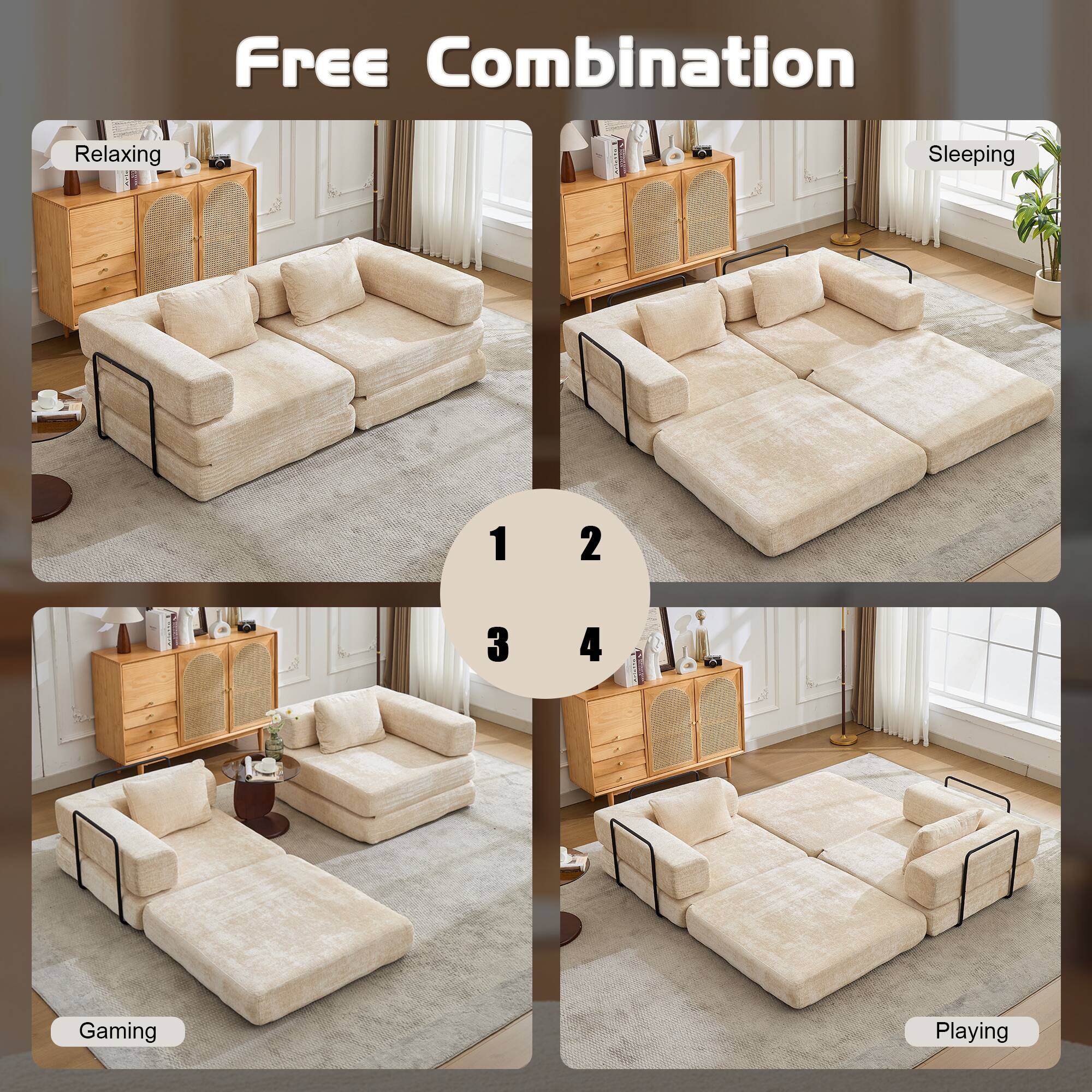 Free Combination

1. Relaxing
2. Sleeping
3. Gaming
4. Playing