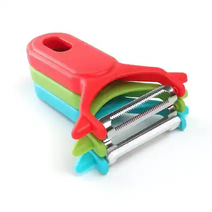 Front. Kitcheniva - Stainless Steel Vegetable & Fruit Peeler Set 3 Pcs - Multicolor.