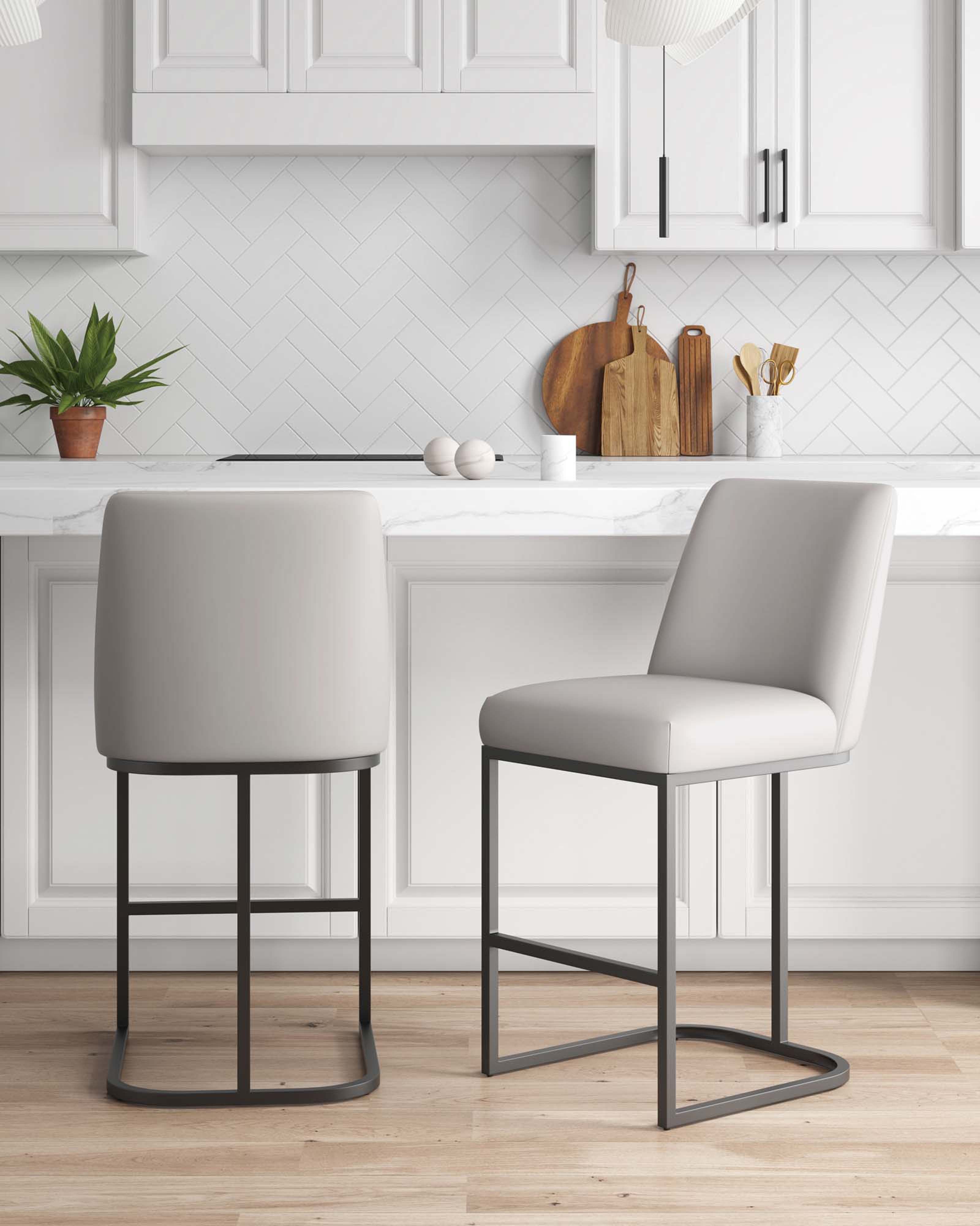 Manhattan Comfort Serena Modern Metal Upholstered Counter Stool Set of ...