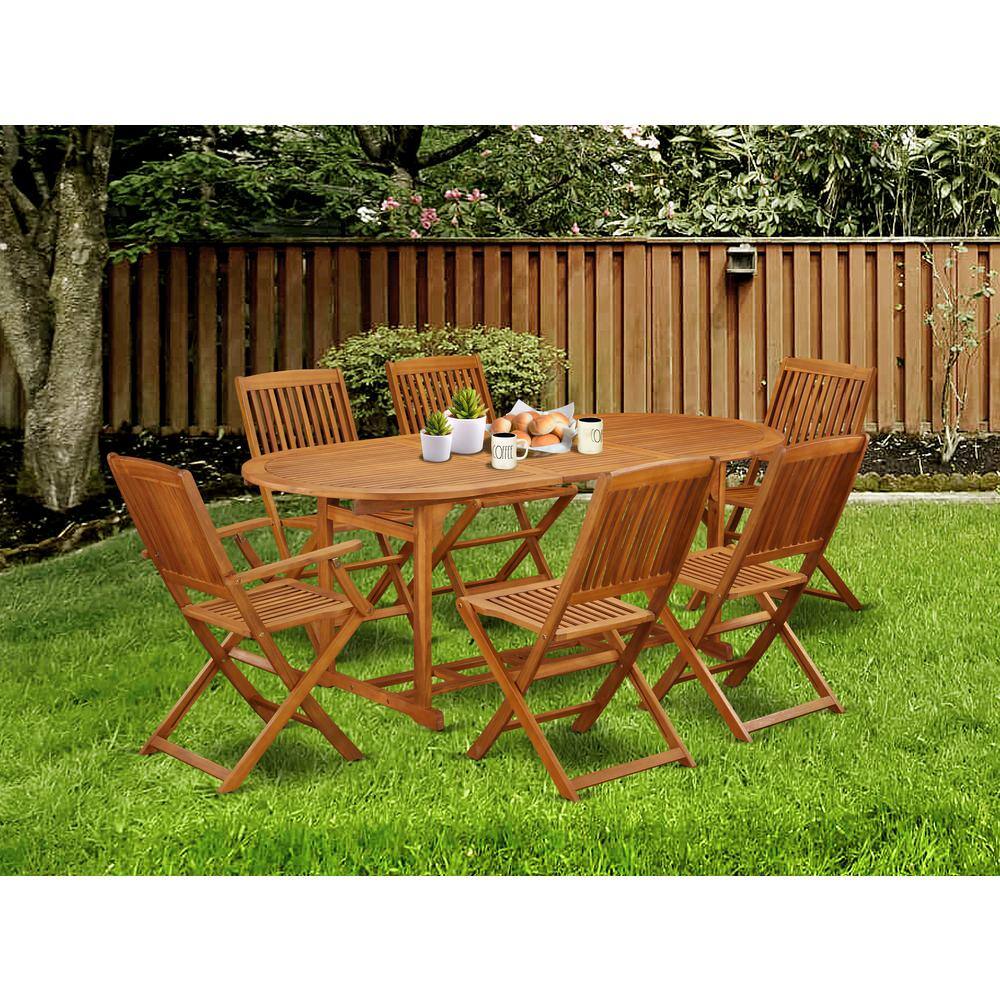 Back. East West Furniture - Wooden Patio Set Natural Oil - Brown.