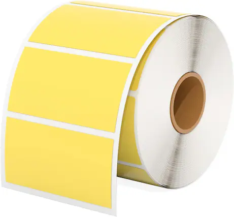 Front. MUNBYN - 2.25"x1.25" Thermal Sticker Labels, Yellow Self-Adhesive Barcode Label Paper for Direct Thermal Printer and Business - Yellow.