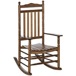 Outsunny - Traditional Wooden High-Back Rocking Chair for Porch, Indoor/Outdoor - Brown