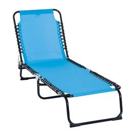 Spaco - Foldable Chaise Lounge,4-Pos Recline,Trifold Portable,Breathable Mesh - Light Blue