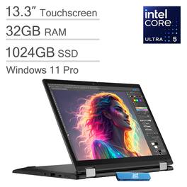 Lenovo - ThinkPad L13 Yoga Gen 5 2-in-1 Laptop - 13.3" FHD+ Touch AI PC - Intel Core Ultra5 - 32GB RAM - 1TB SSD - Win11Pro - Black