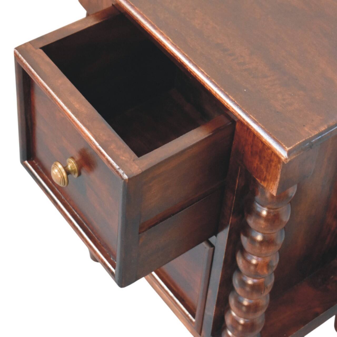 Alt View 5. Artisan Furniture - Artisan Furniture Solid Wood Bexley Spindle Bedside - Brown.