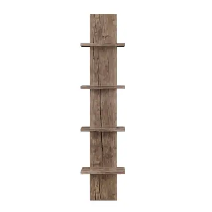 Front. Danya B - Arica Utility Column 4-Tier Spine Wall Shelves - Hickory - Hickory.