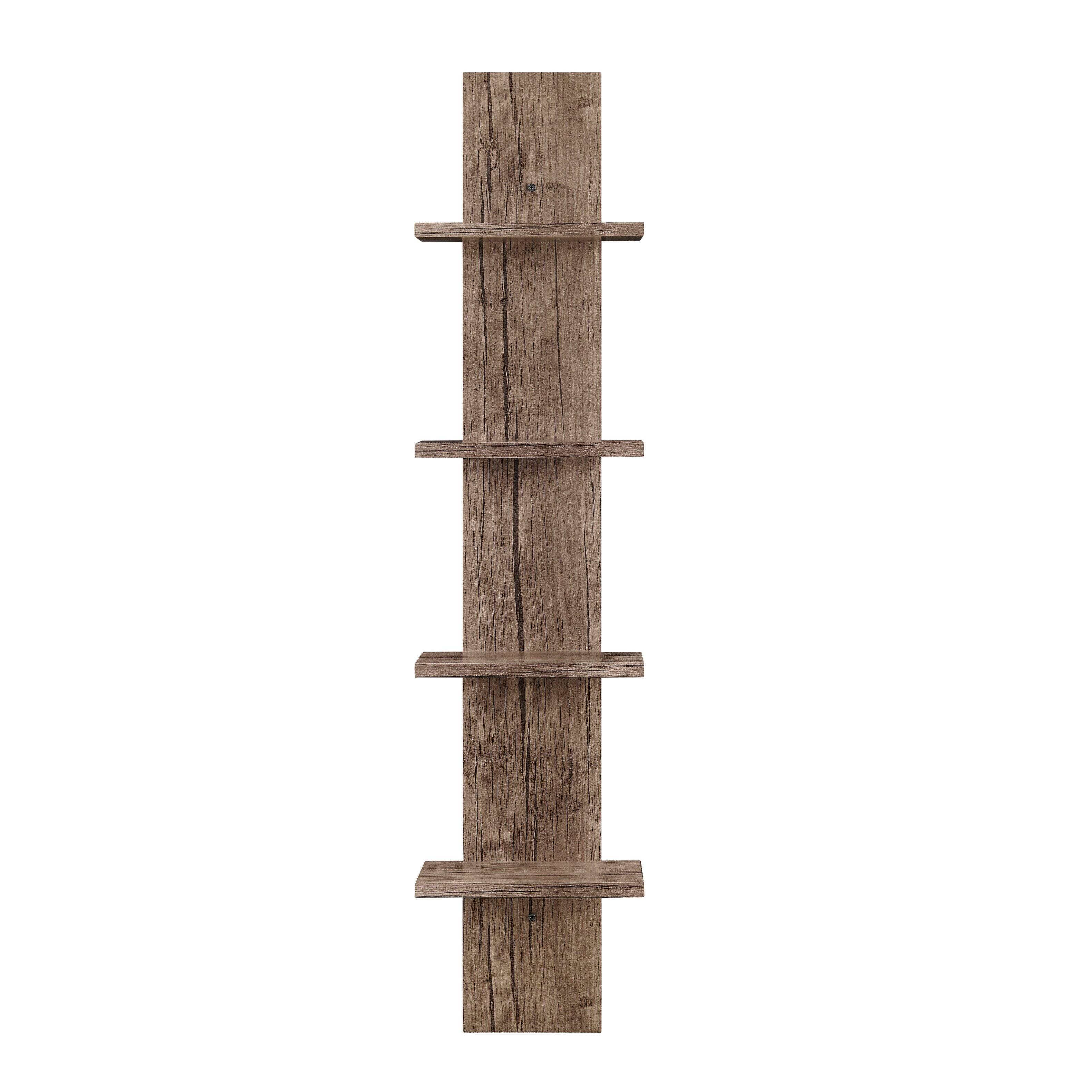 Front. Danya B - Arica Utility Column 4-Tier Spine Wall Shelves - Hickory - Hickory.