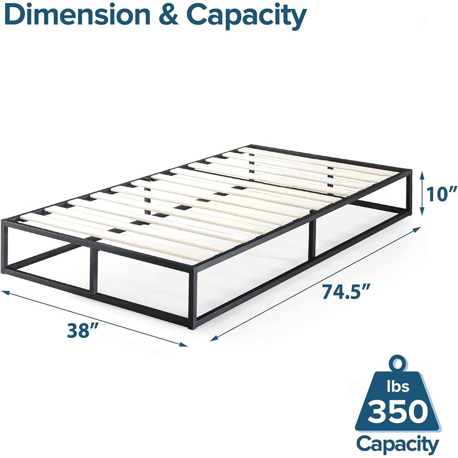 Dimension & Capacity

- Length: 74.5"
- Width: 38"
- Height: 10"
- Capacity: 350 lbs