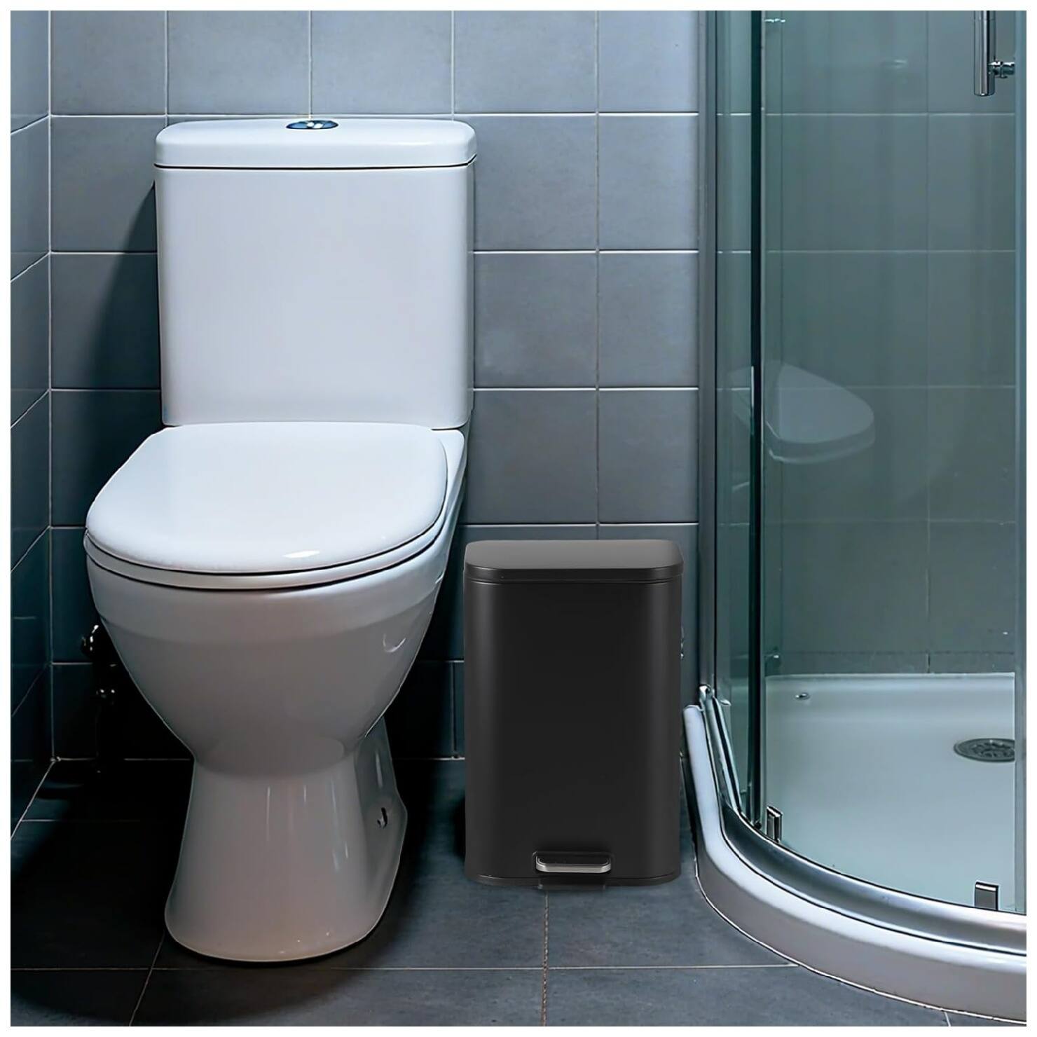 Alt View 1. GARVEE - 5.3 Gallon Stainless Stee Trash Can,20l Step-on Metal Trash Bin with Soft-Close Lid - Black.