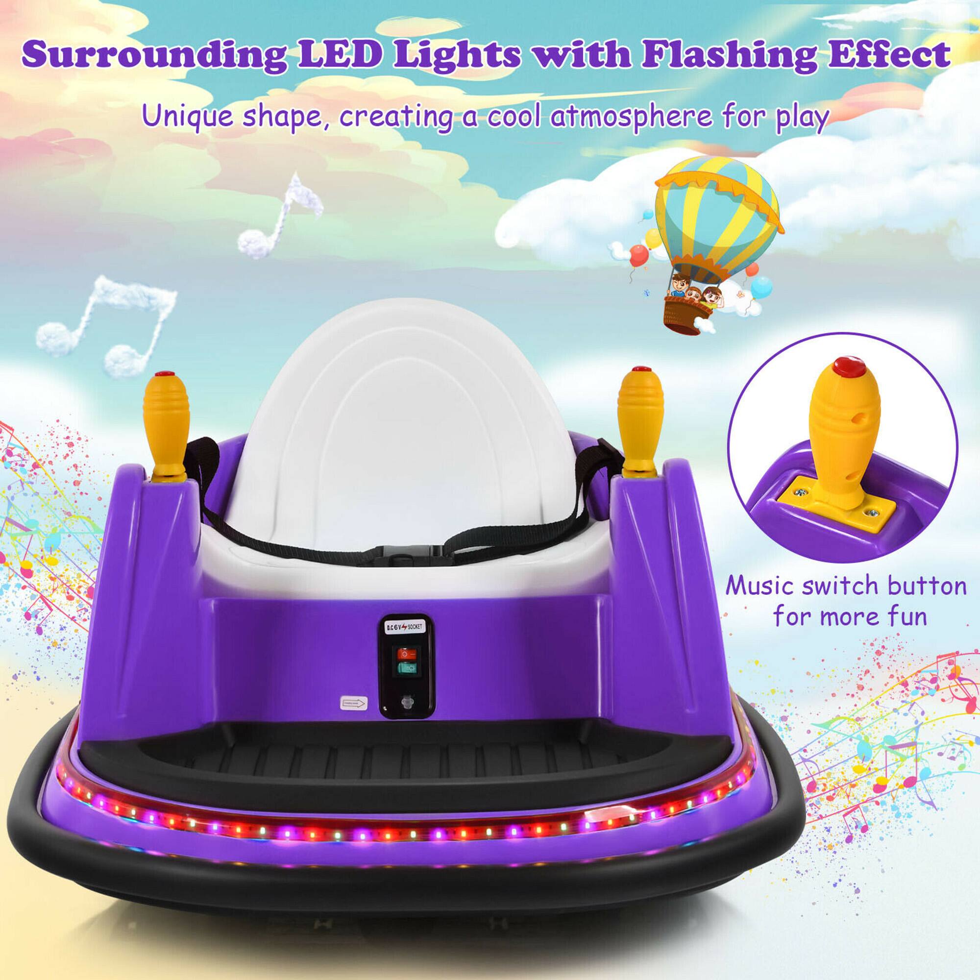 Surrounding LED Lights with Flashing Effect  
Unique shape, creating a cool atmosphere for play  

Music switch button for more fun