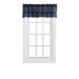 Ellis Curtain - Ellis Stacey 1.5" Rod Pocket High Quality Fabric Solid Color Window Ruffled Filler Valance 54"x13" - Navy