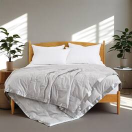 Peace Nest - Ultra-Lightweight Down Blanket with Satin Trim, 90x108 inches - Gray