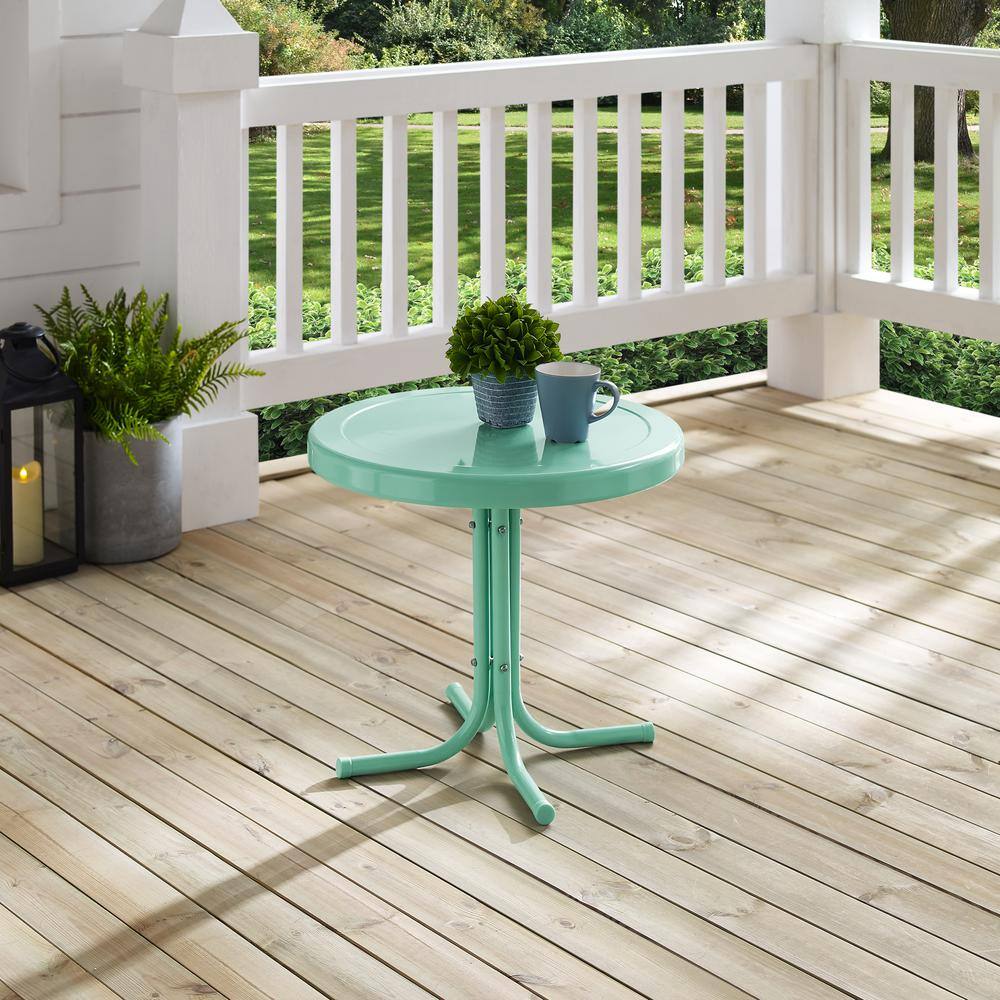 Alt View 2. Crosley Furniture - Griffith Retro Outdoor Side Table - Aqua Gloss.