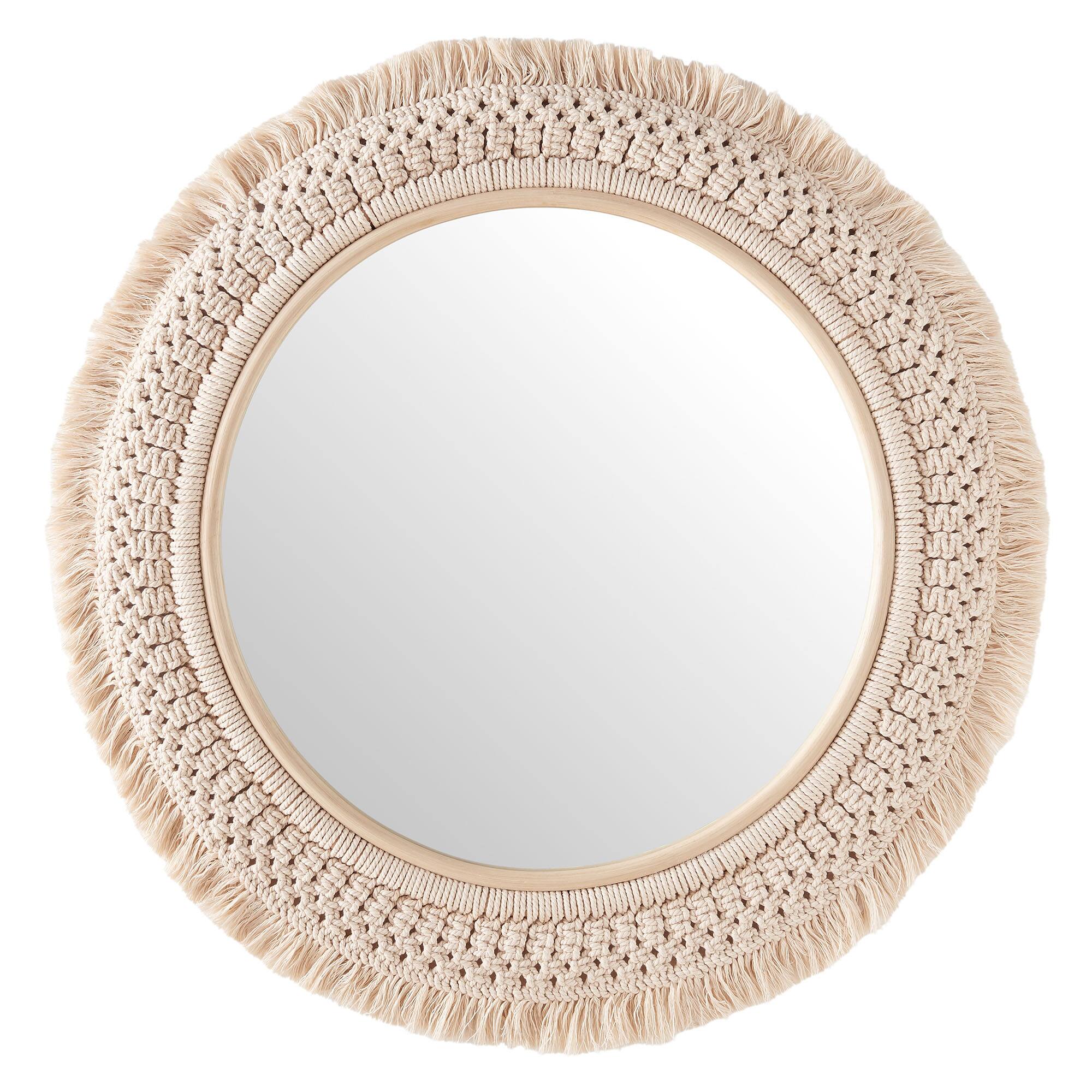 Alt View 2. Modway - Jade Round Rattan Macrame Wall Mirror by Modway - Natural.